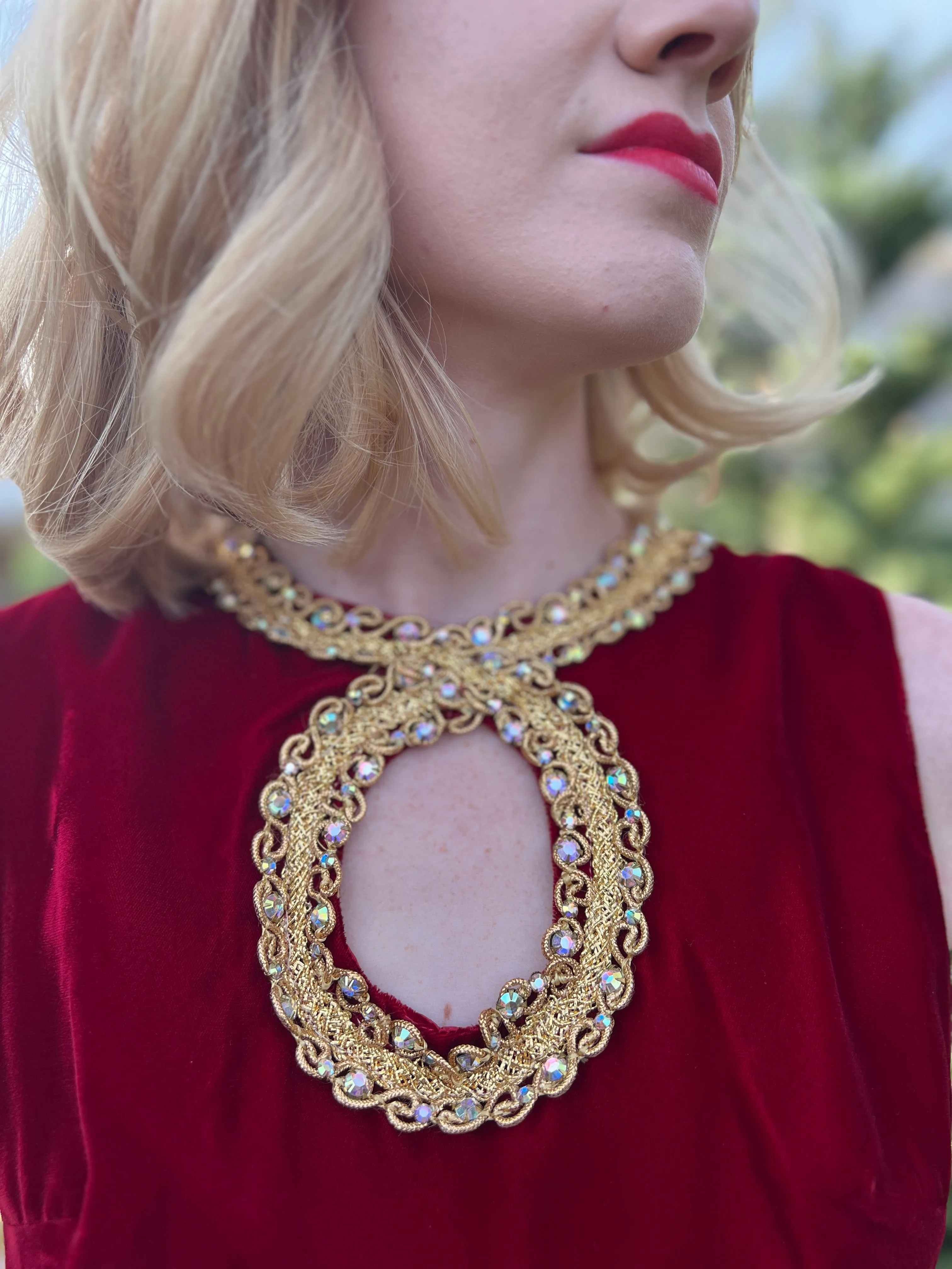 60s Vintage Red Velvet Mini Cocktail Dress