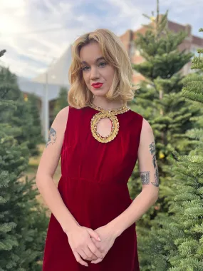60s Vintage Red Velvet Mini Cocktail Dress