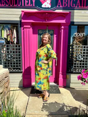 91904 ART Gauze Dress-KIWI