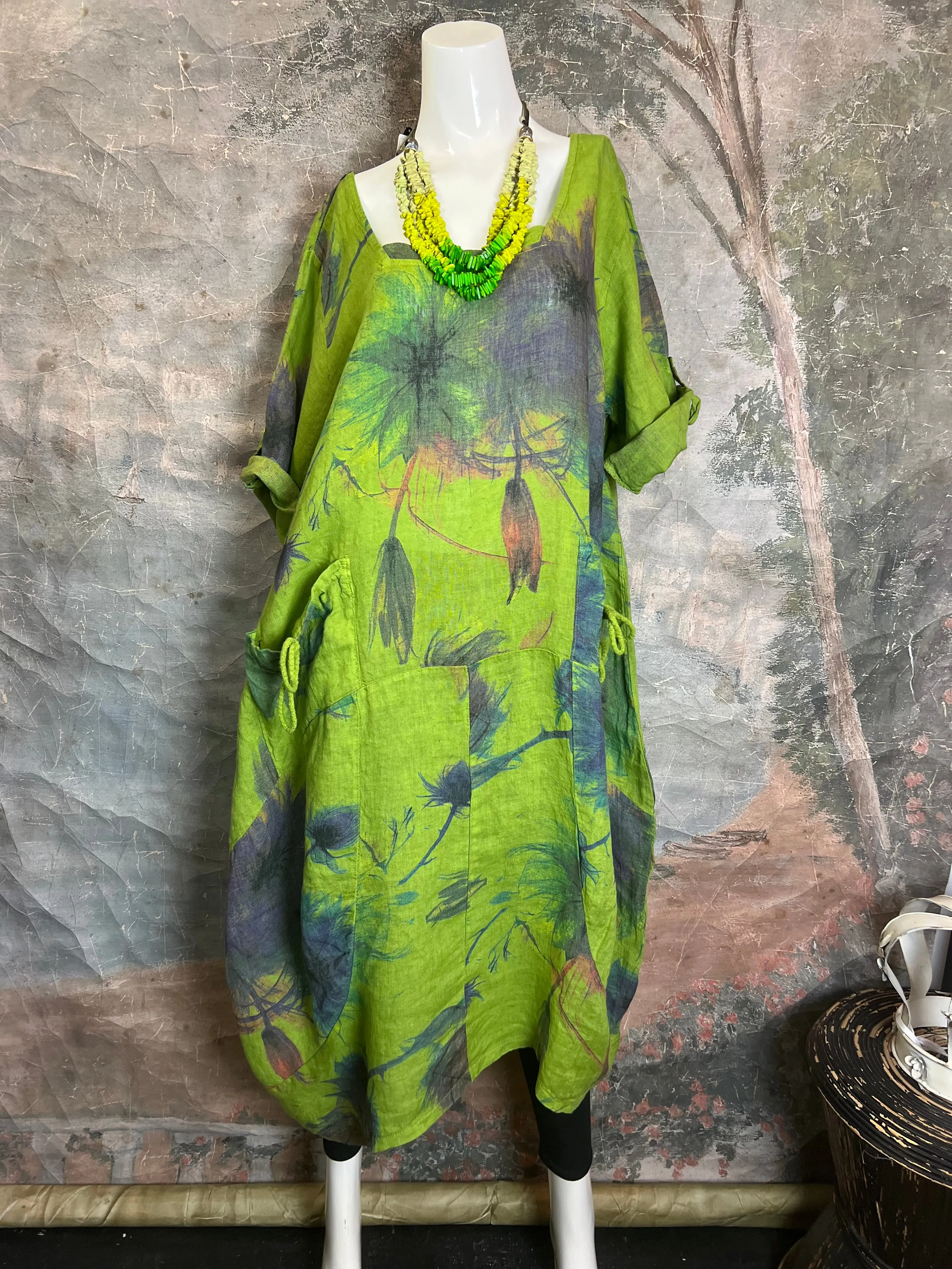 91911-52 Tropical Mix Dress-Kiwi
