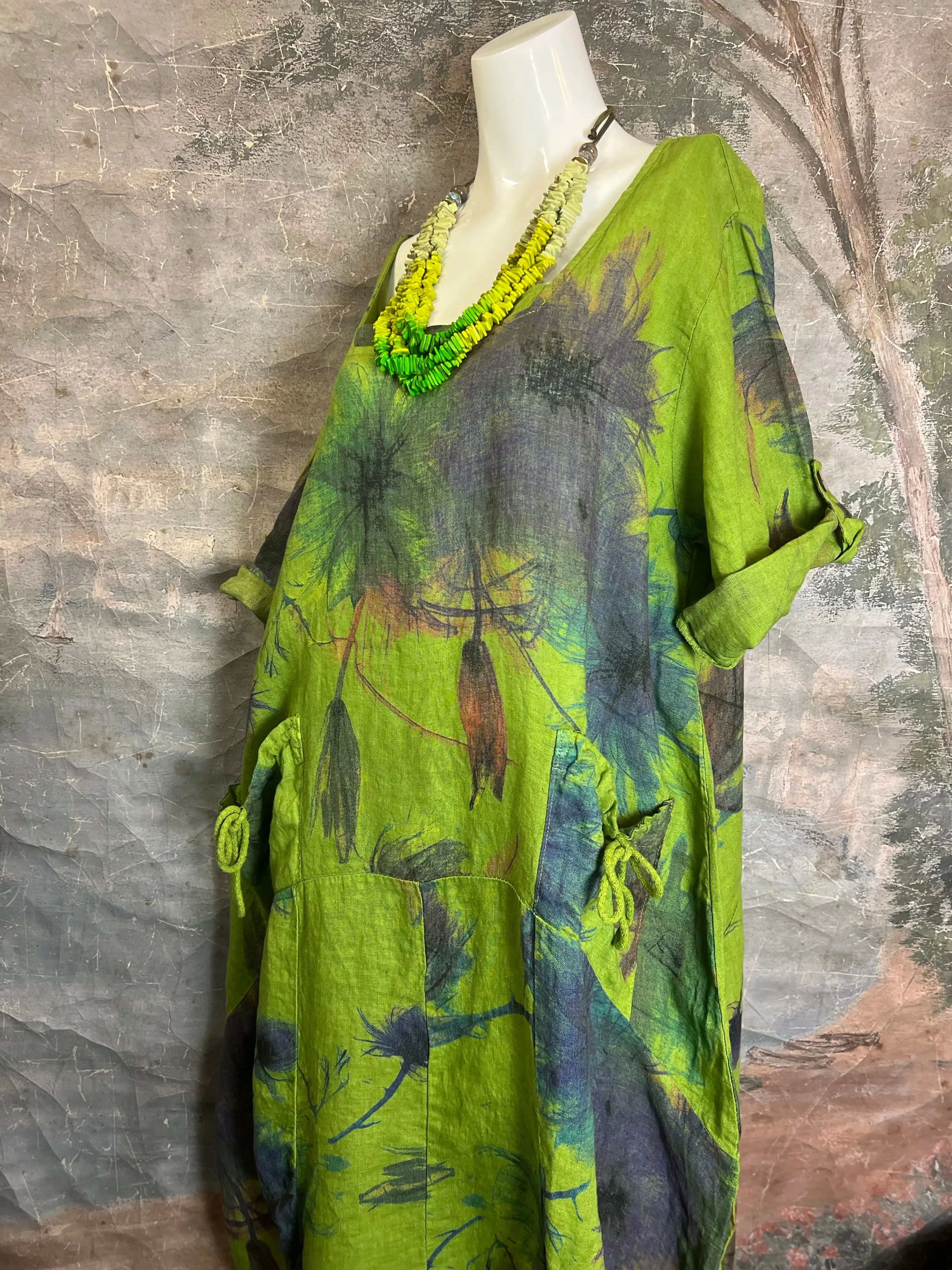 91911-52 Tropical Mix Dress-Kiwi