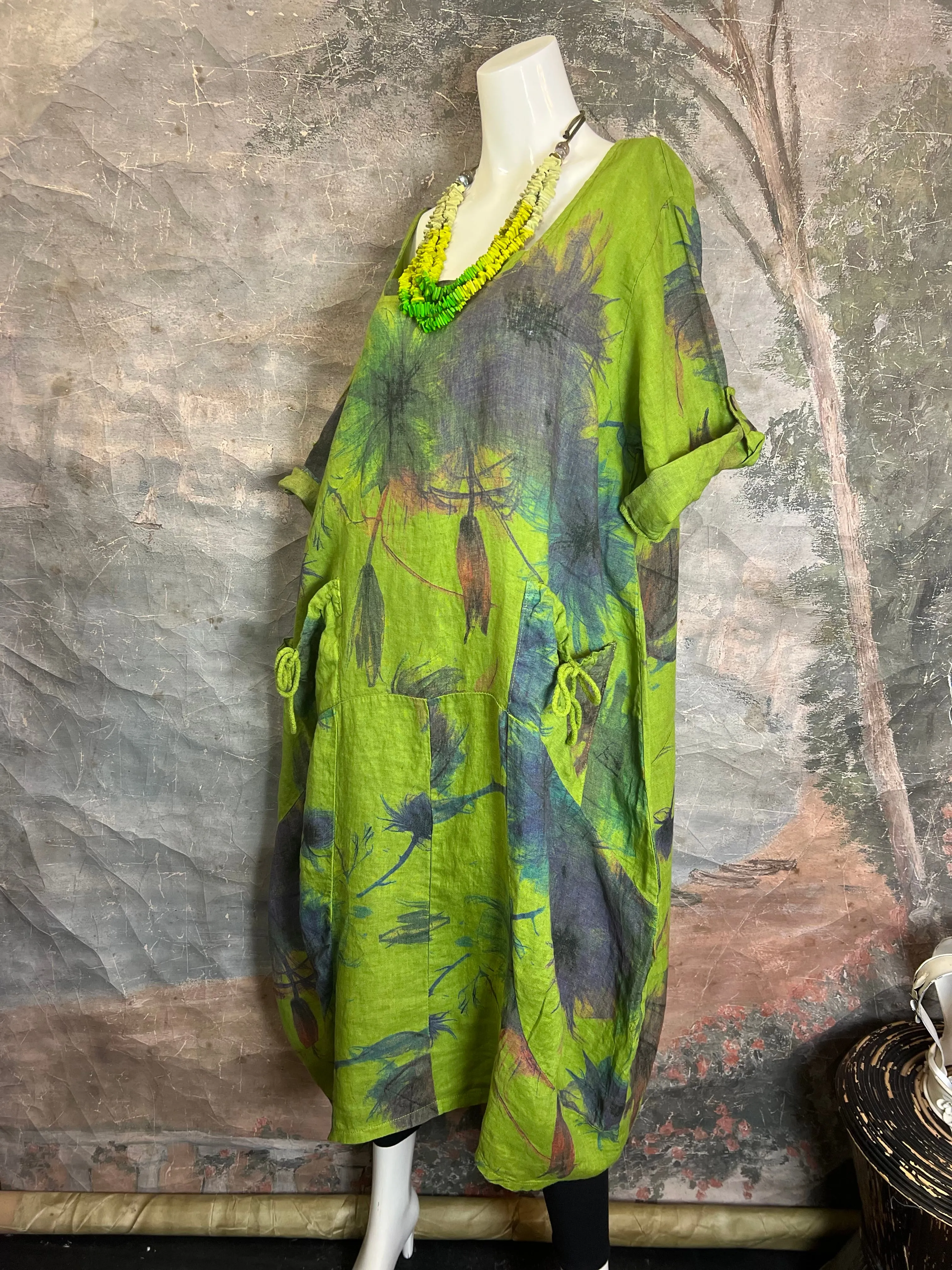 91911-52 Tropical Mix Dress-Kiwi