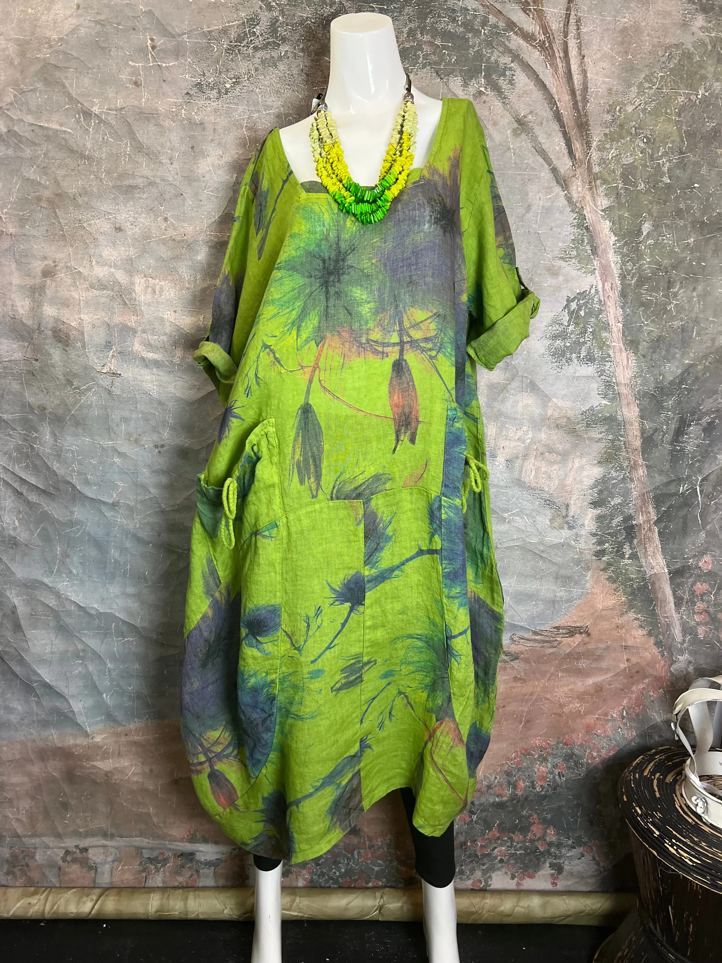 91911-52 Tropical Mix Dress-Kiwi