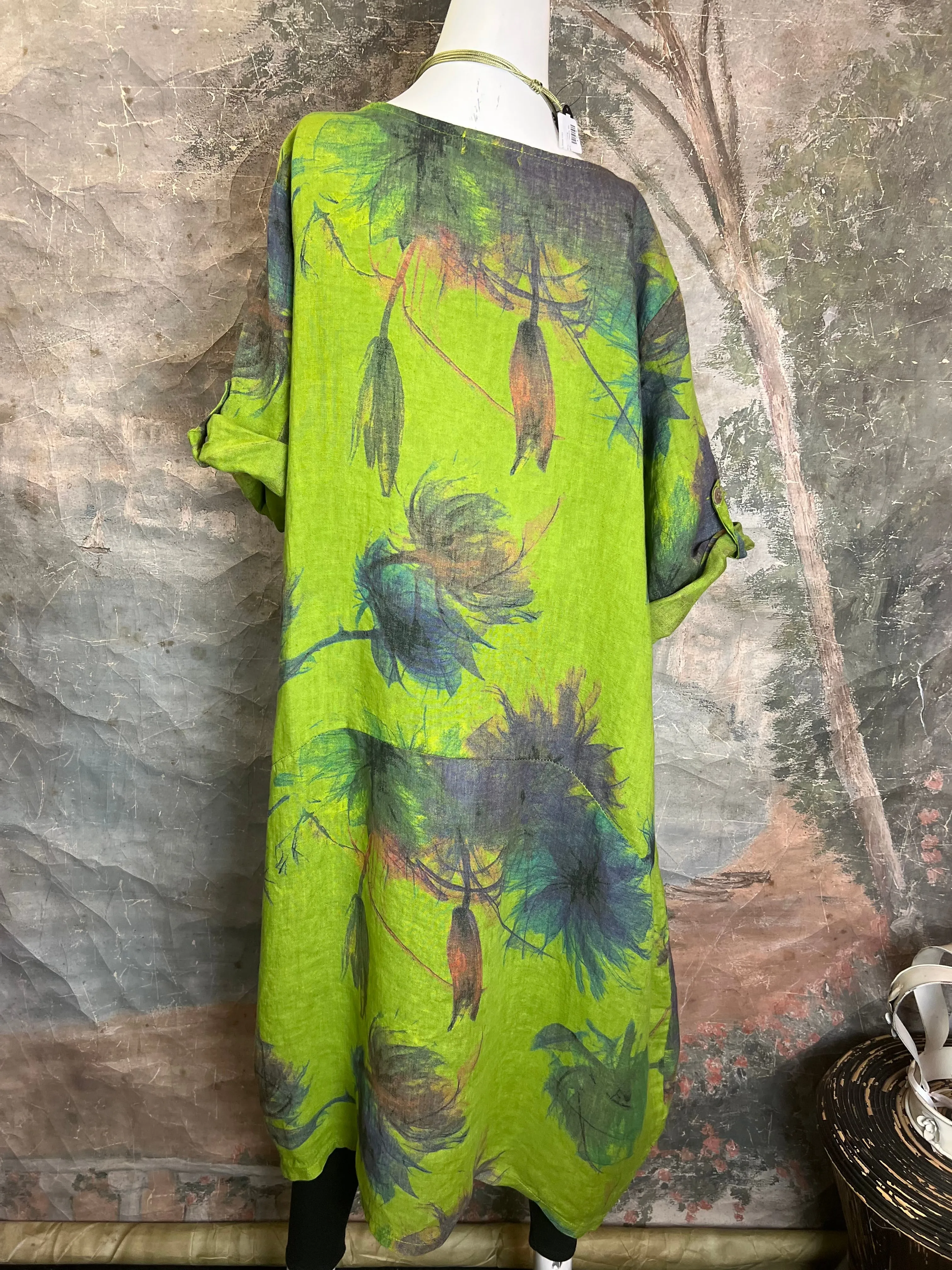 91911-52 Tropical Mix Dress-Kiwi