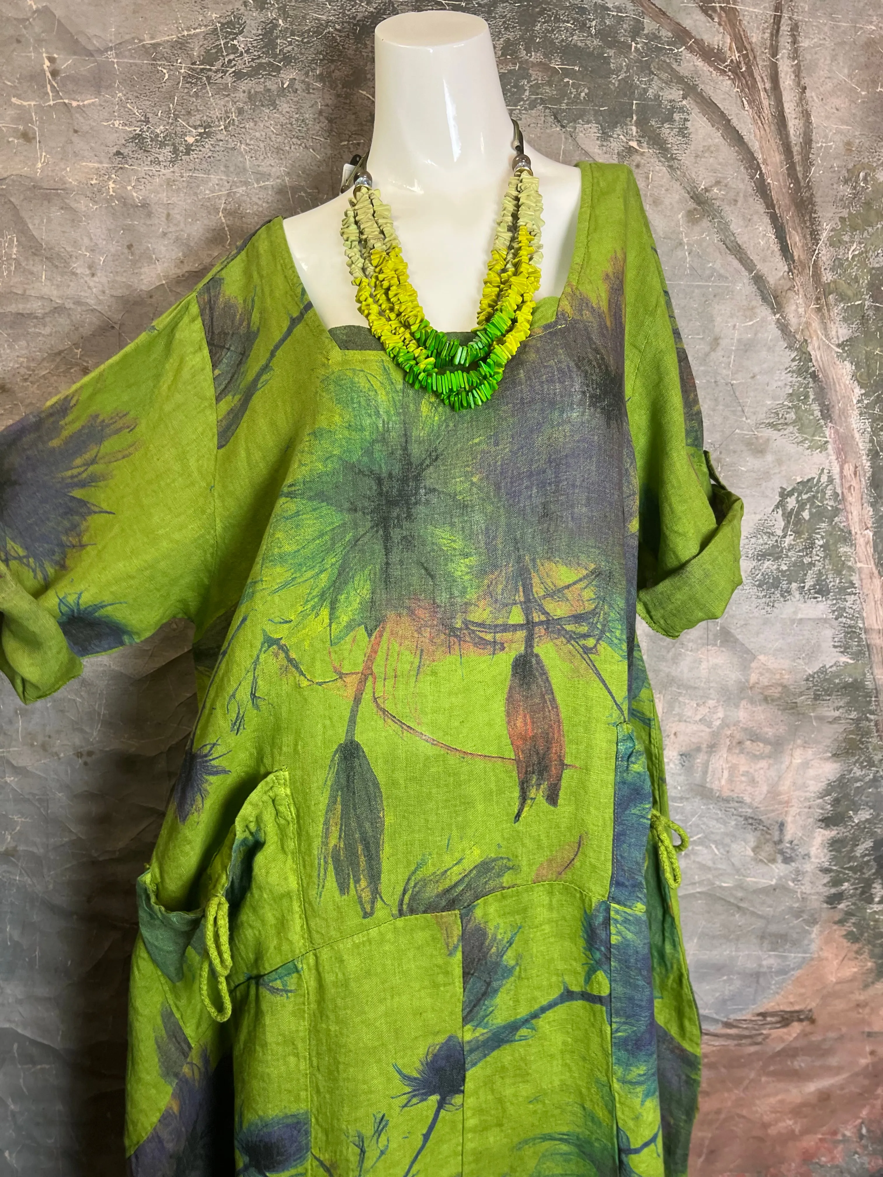91911-52 Tropical Mix Dress-Kiwi