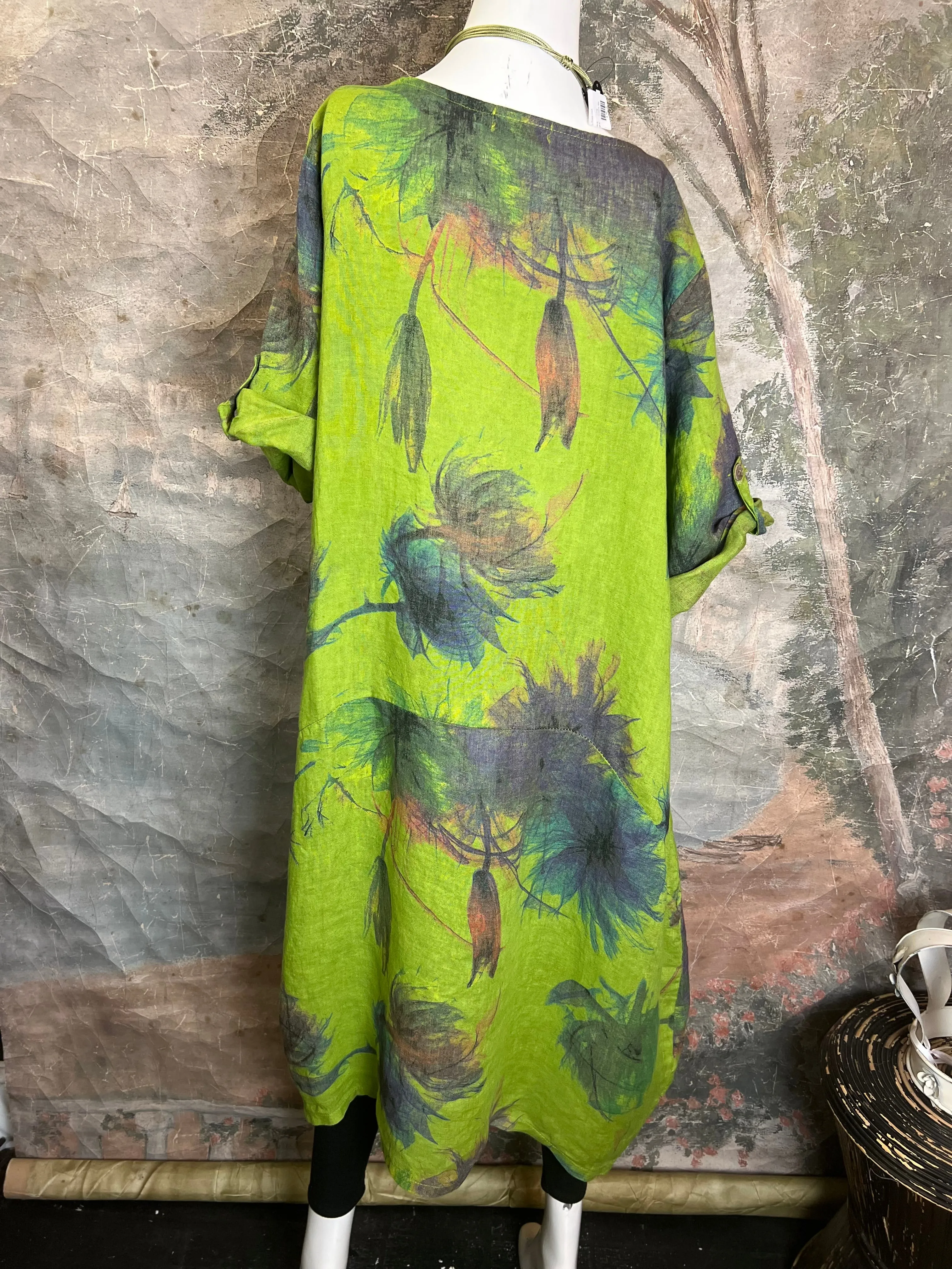91911-52 Tropical Mix Dress-Kiwi