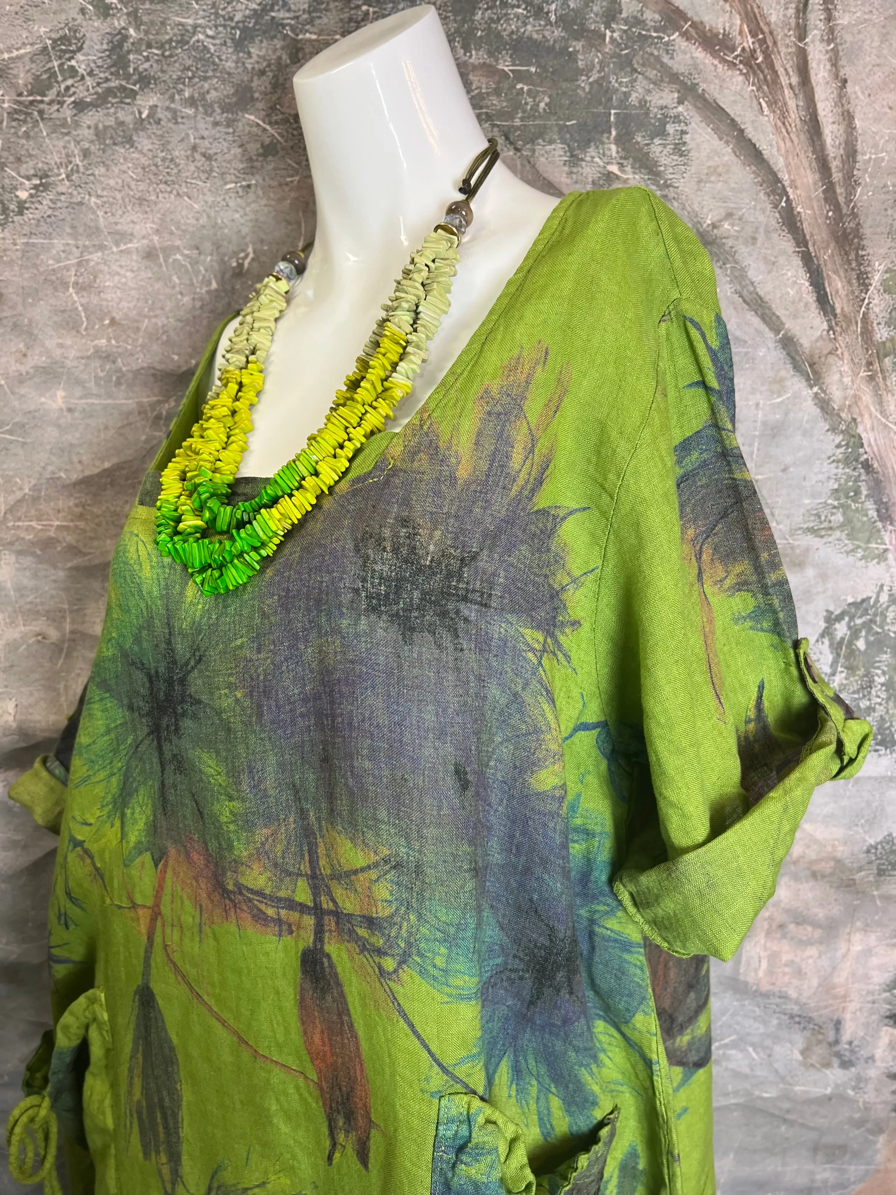 91911-52 Tropical Mix Dress-Kiwi
