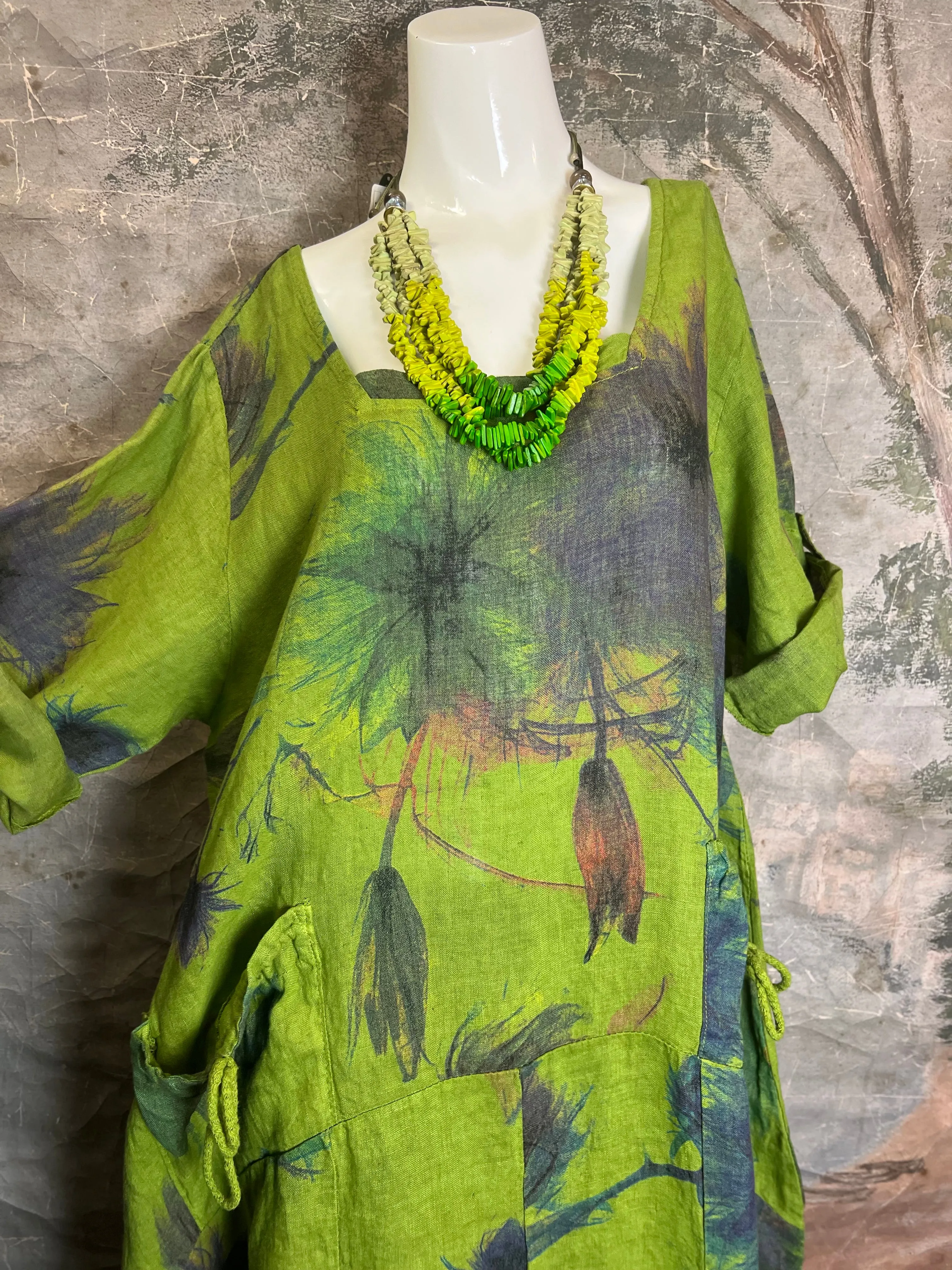 91911-52 Tropical Mix Dress-Kiwi