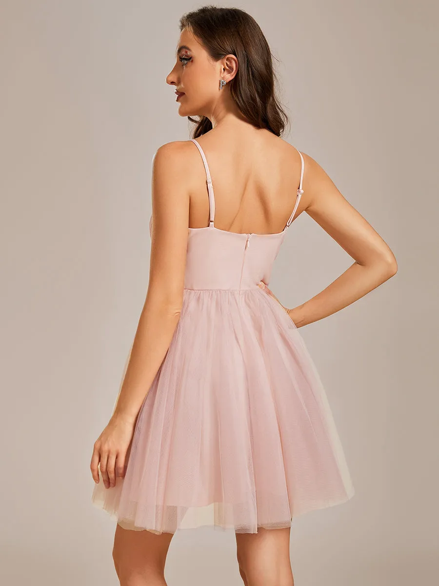 A Line Spaghetti Straps Mesh Wholesale Prom Dresses