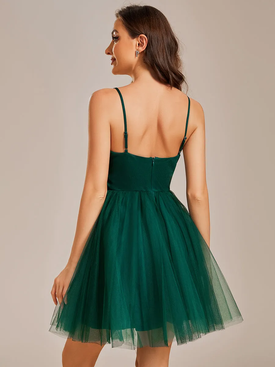 A Line Spaghetti Straps Mesh Wholesale Prom Dresses