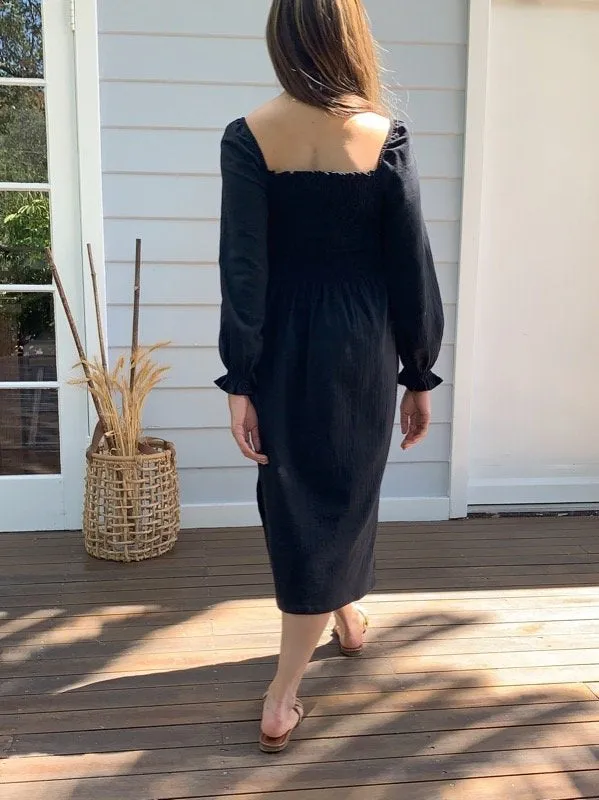 Alena Black Cotton Dress