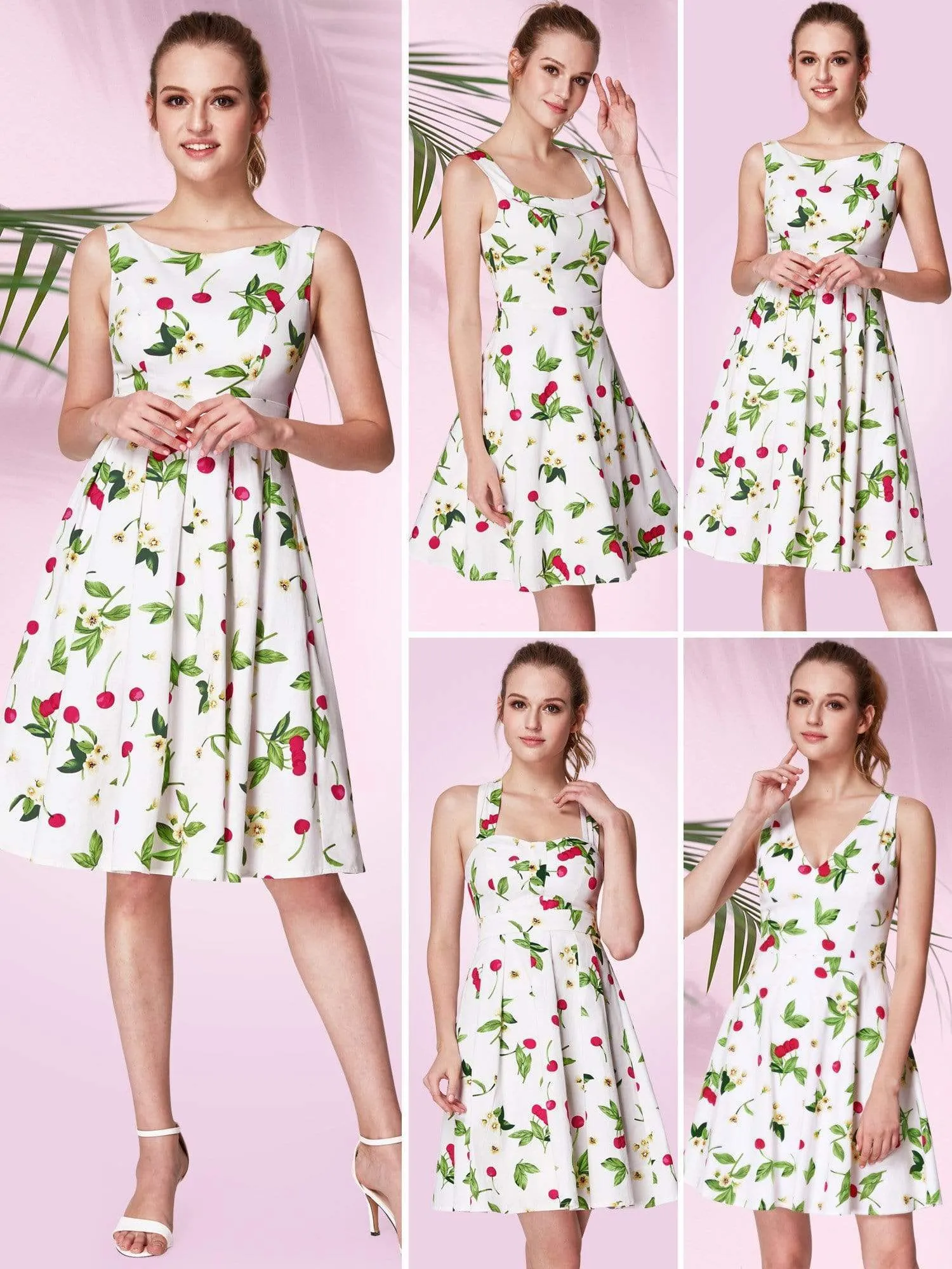 Alisa Pan Sleeveless Cherry Print A Line Dress