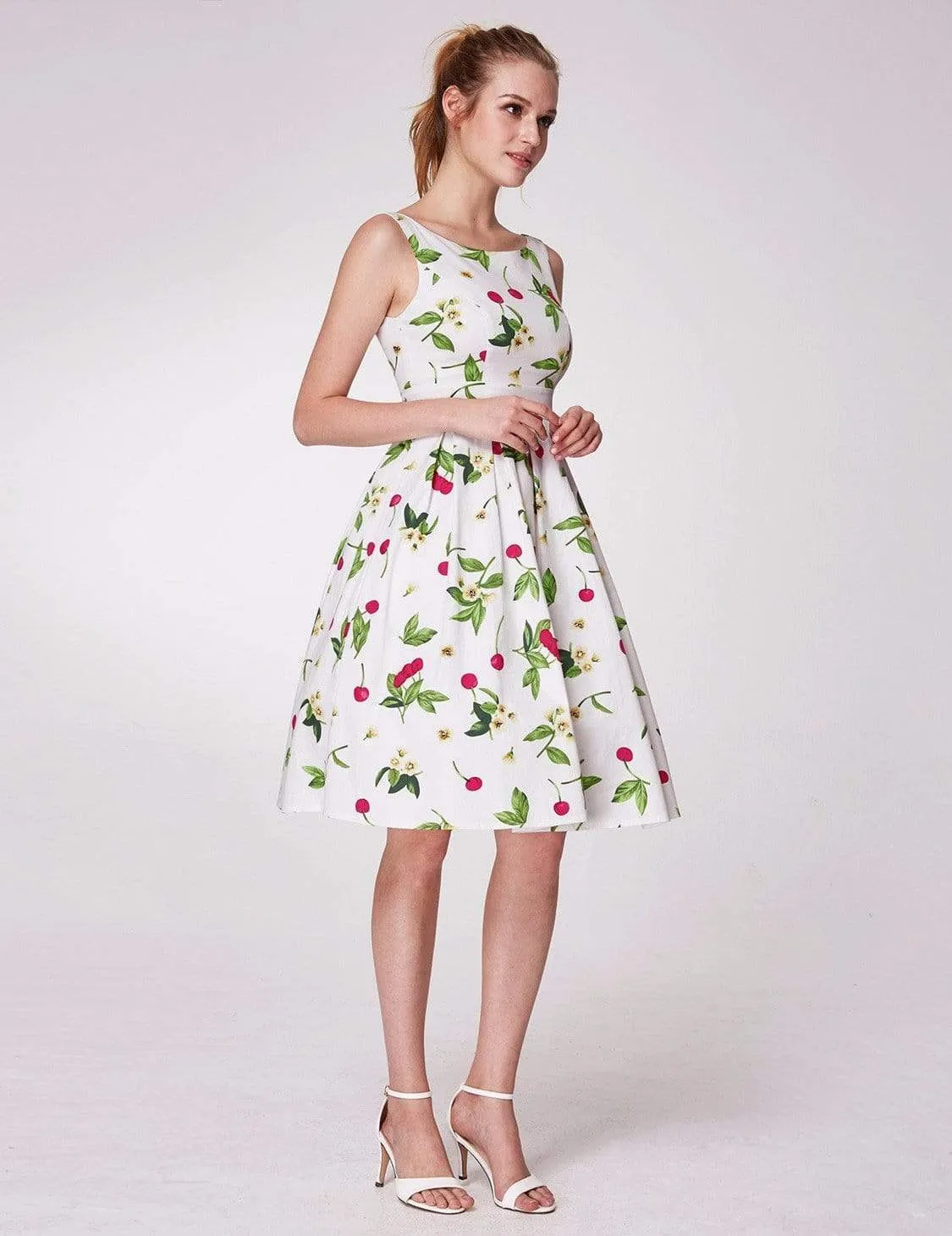 Alisa Pan Sleeveless Cherry Print A Line Dress