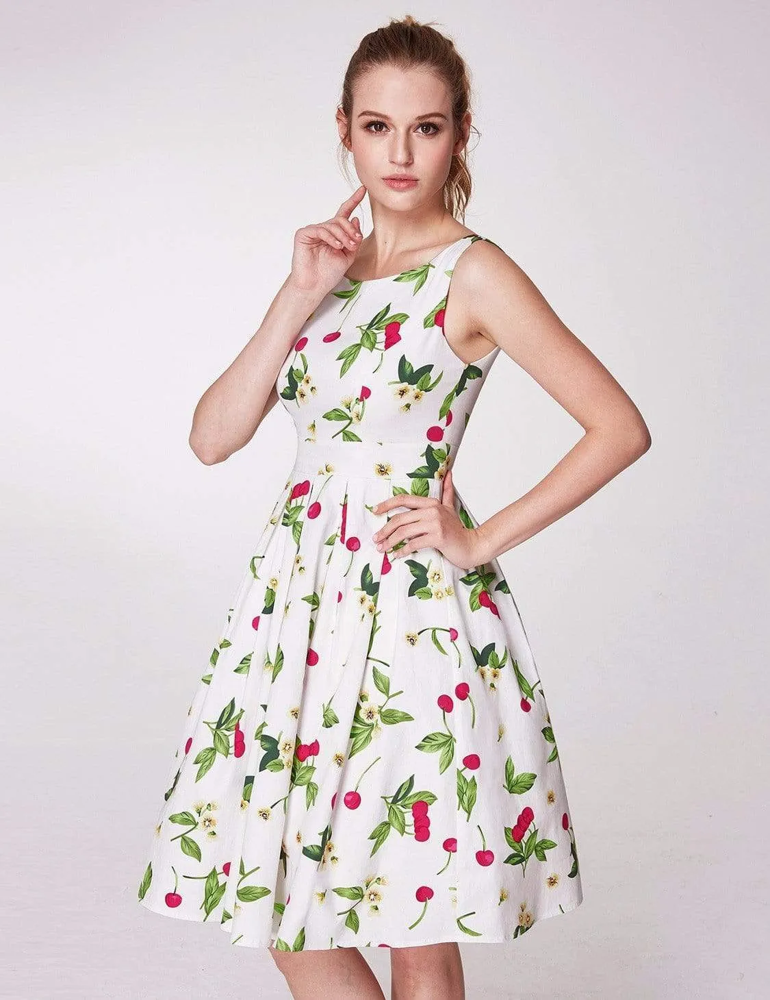 Alisa Pan Sleeveless Cherry Print A Line Dress