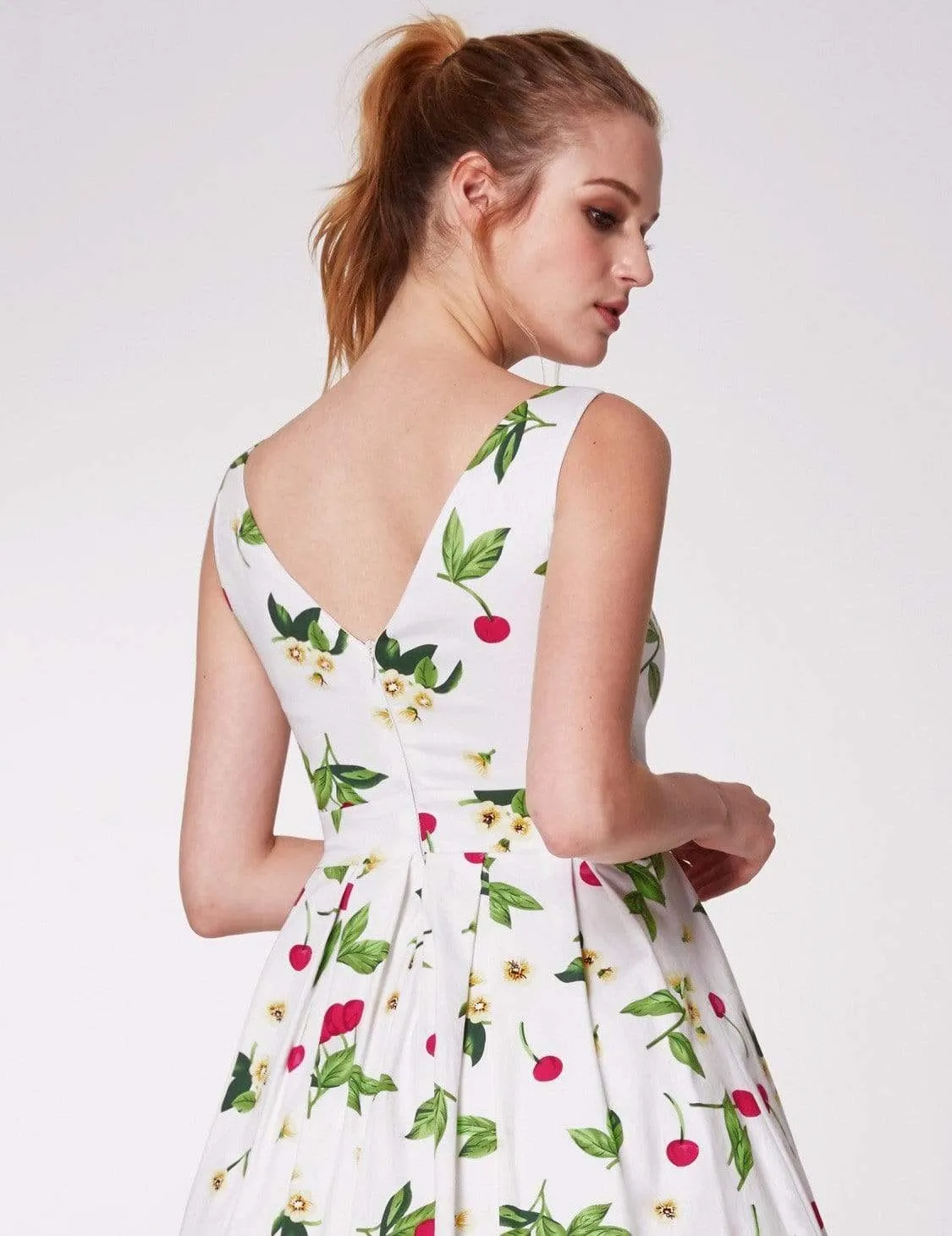 Alisa Pan Sleeveless Cherry Print A Line Dress