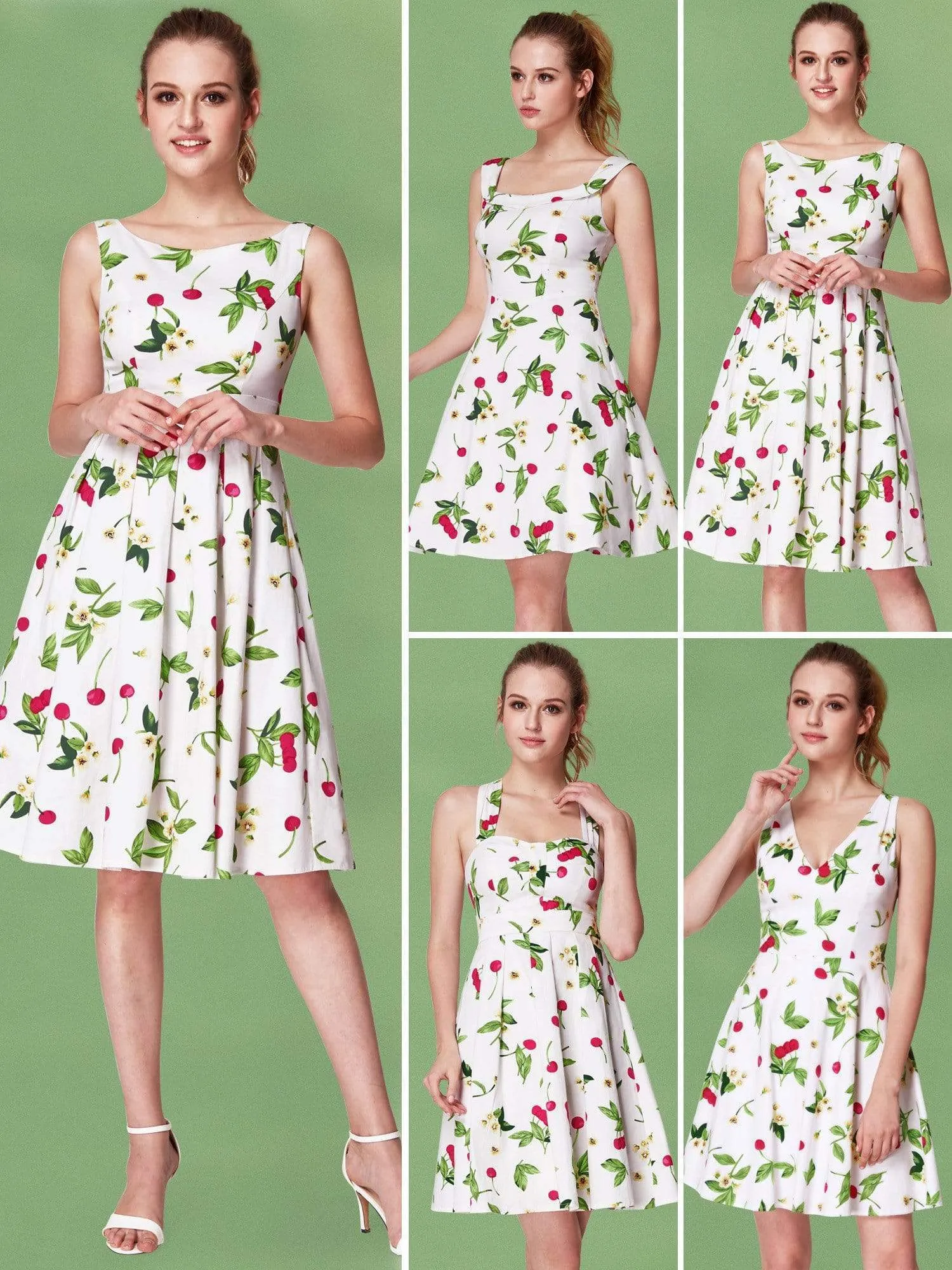 Alisa Pan Sleeveless Cherry Print A Line Dress