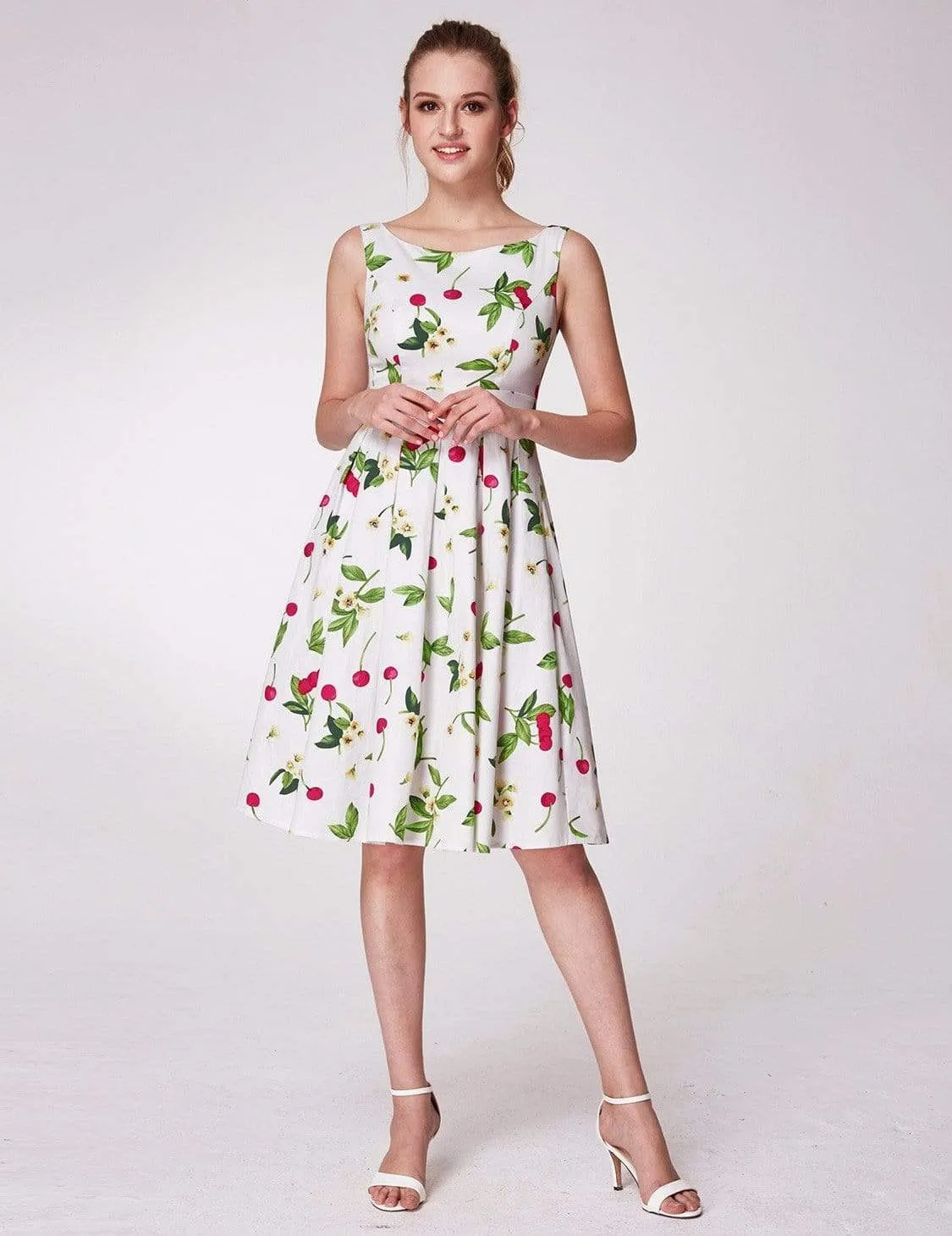 Alisa Pan Sleeveless Cherry Print A Line Dress