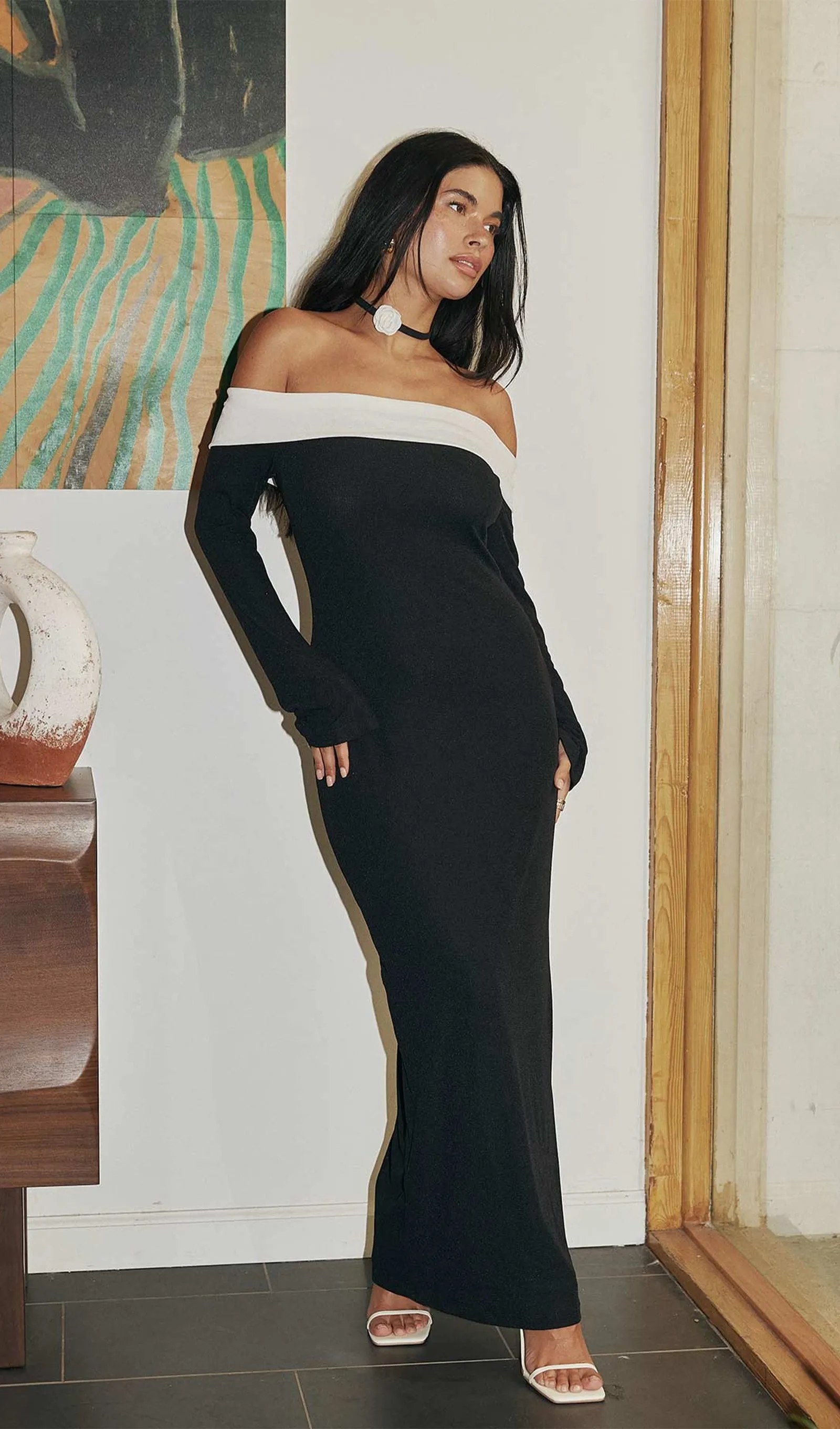 Anya Maxi Dress Black/White
