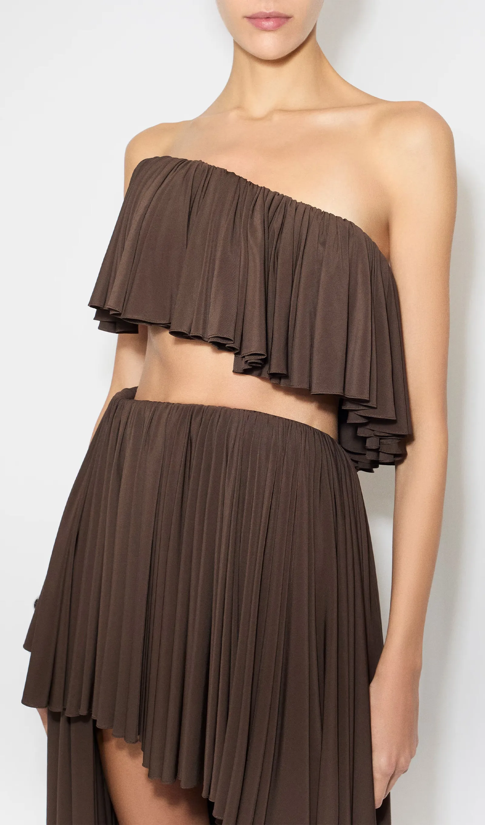 Asymmetry Ruffle Spiral Mini Dress