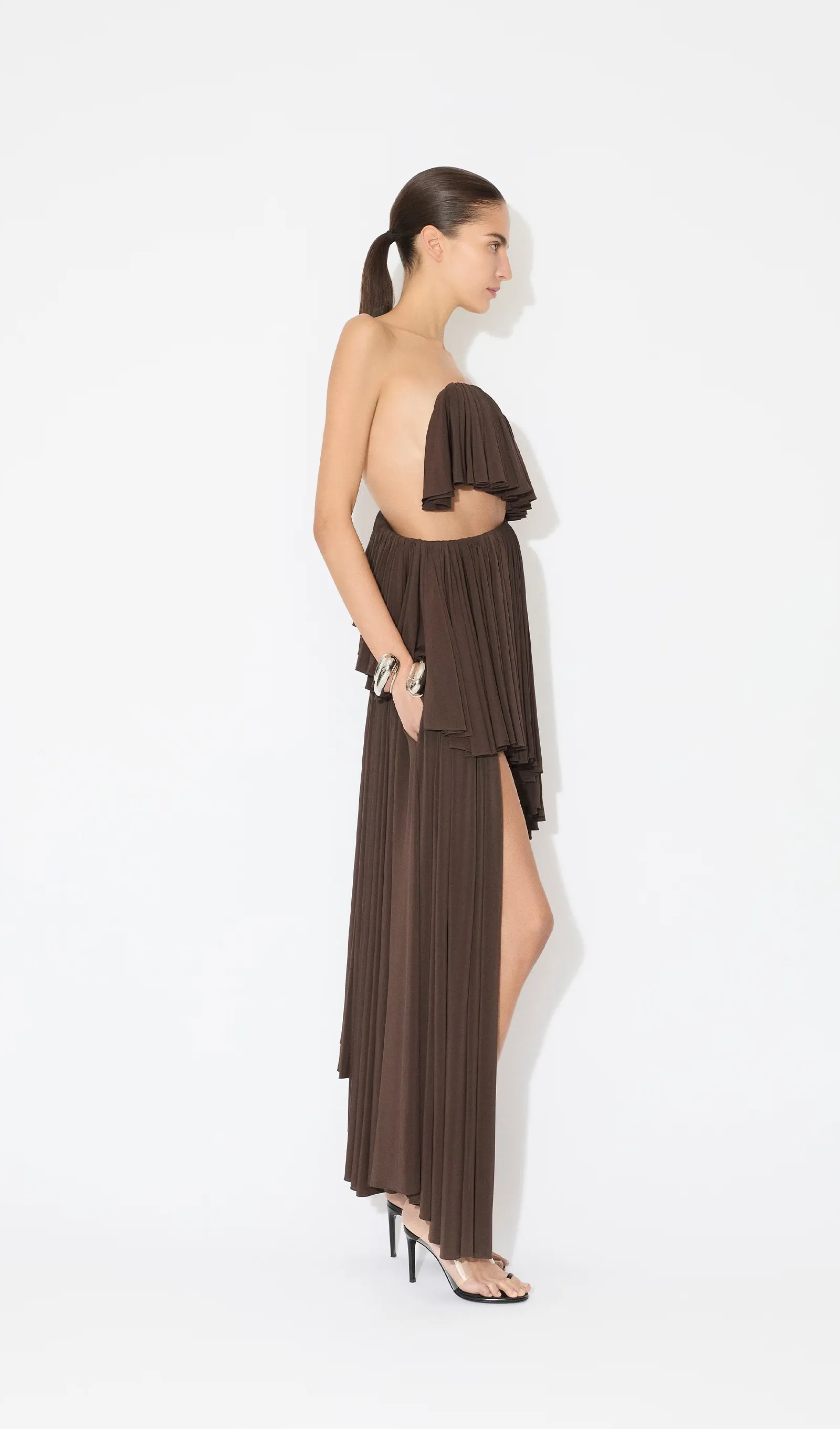 Asymmetry Ruffle Spiral Mini Dress