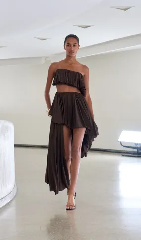 Asymmetry Ruffle Spiral Mini Dress