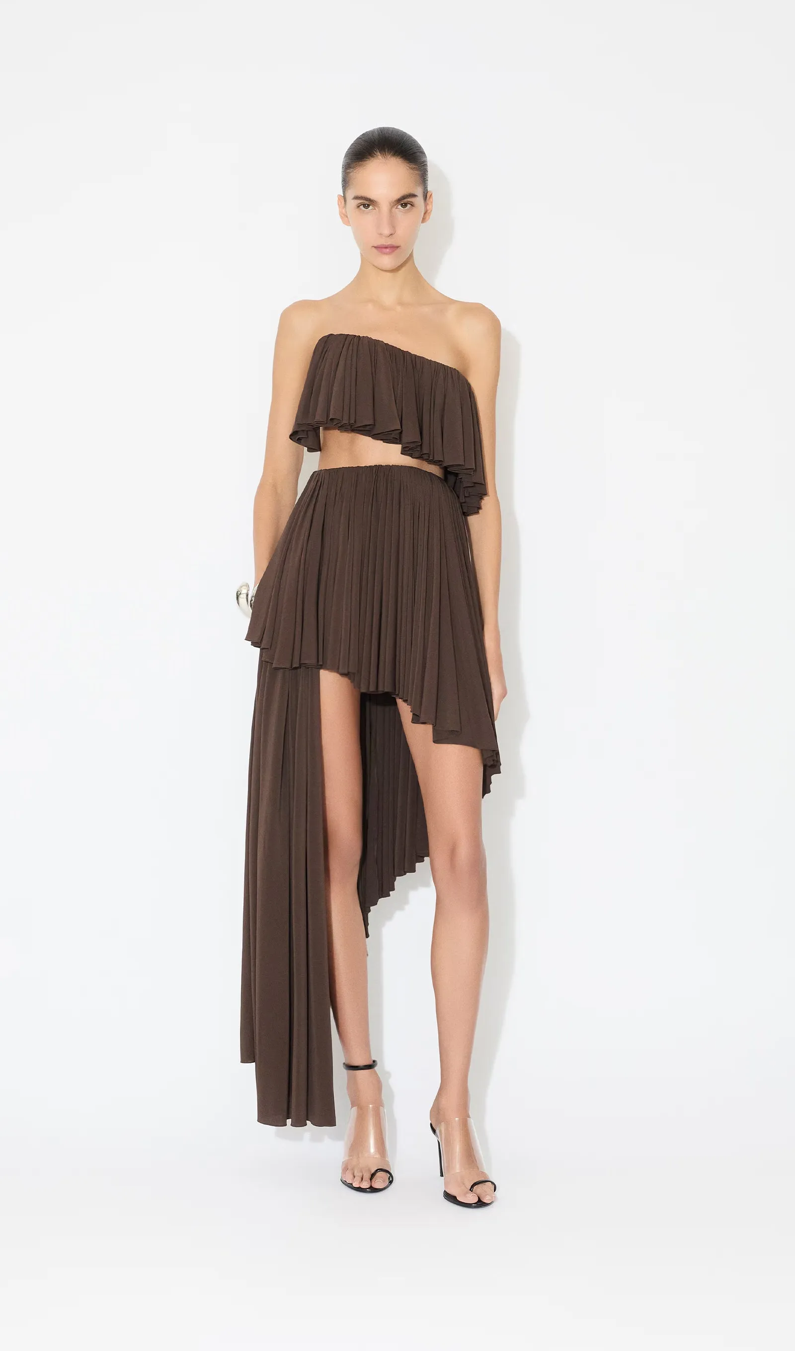 Asymmetry Ruffle Spiral Mini Dress