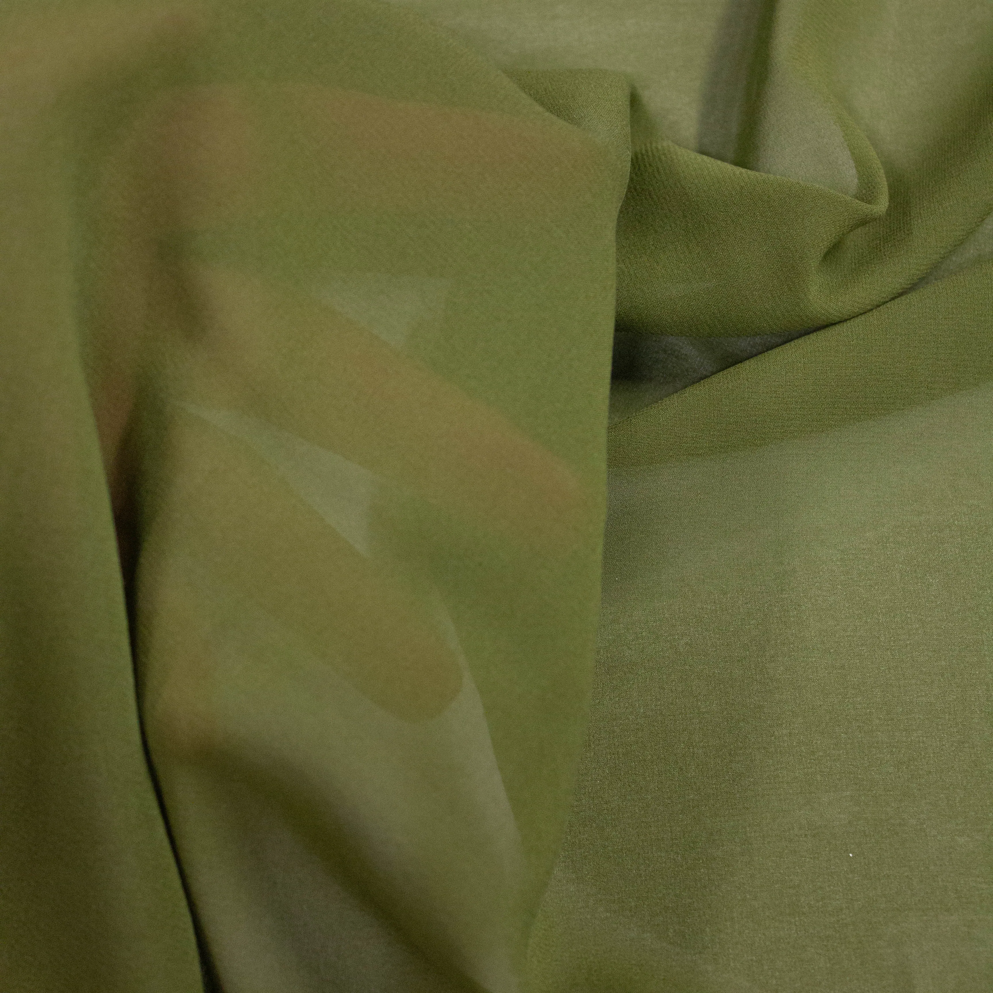 Ballos Khaki Green Silk crepe de Chine Stretch.