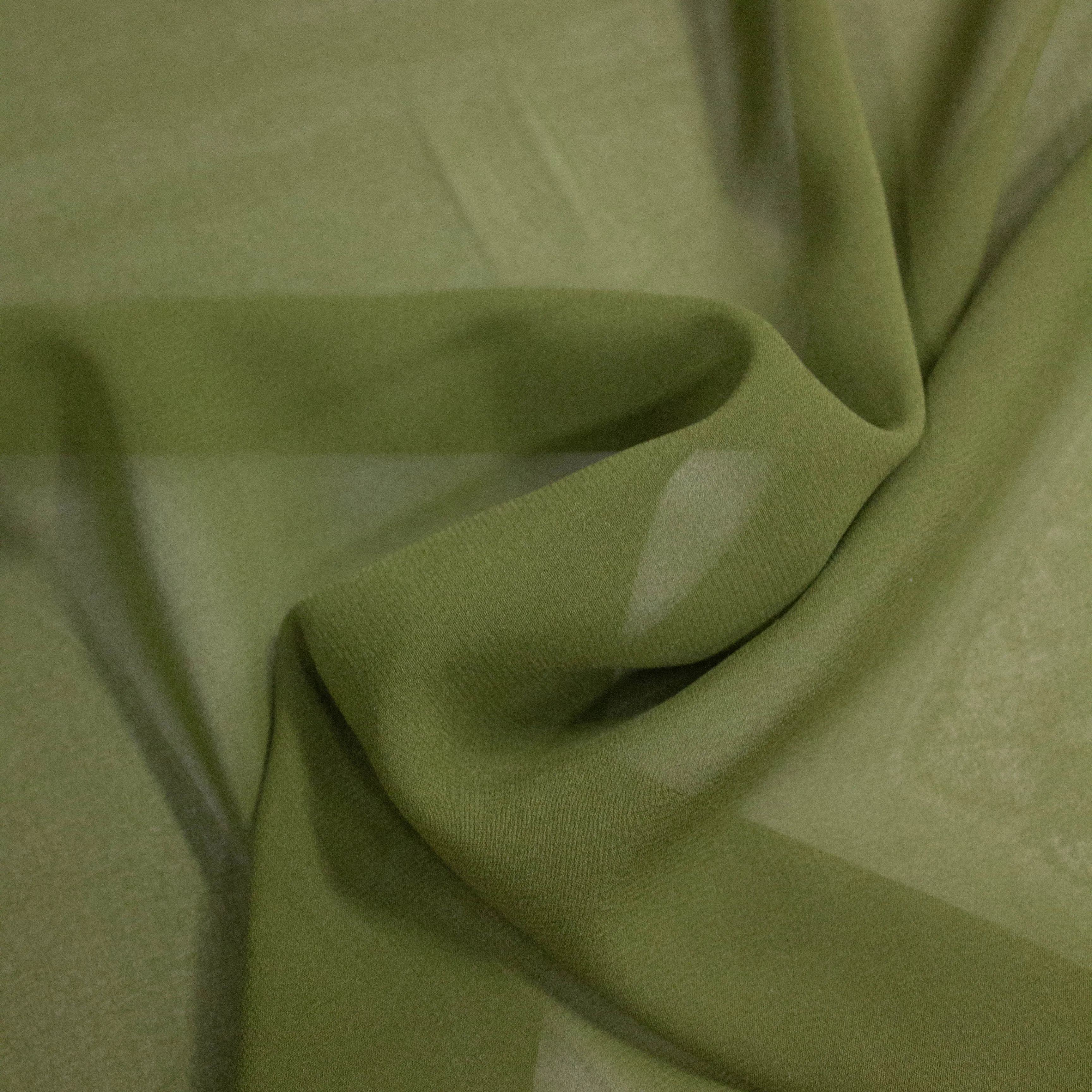 Ballos Khaki Green Silk crepe de Chine Stretch.