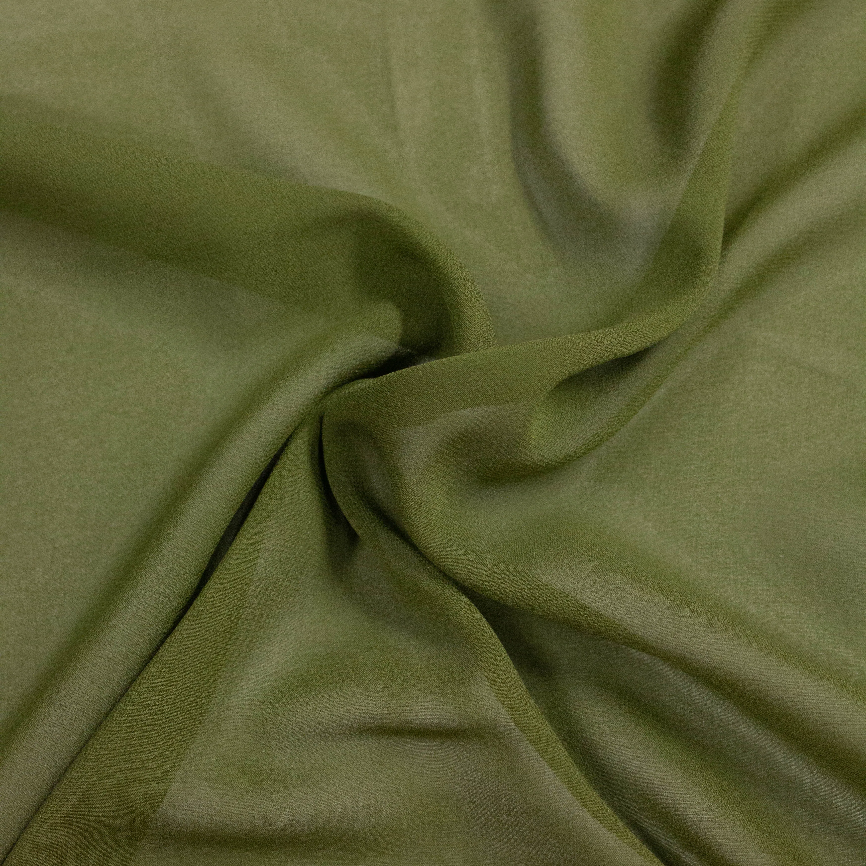 Ballos Khaki Green Silk crepe de Chine Stretch.
