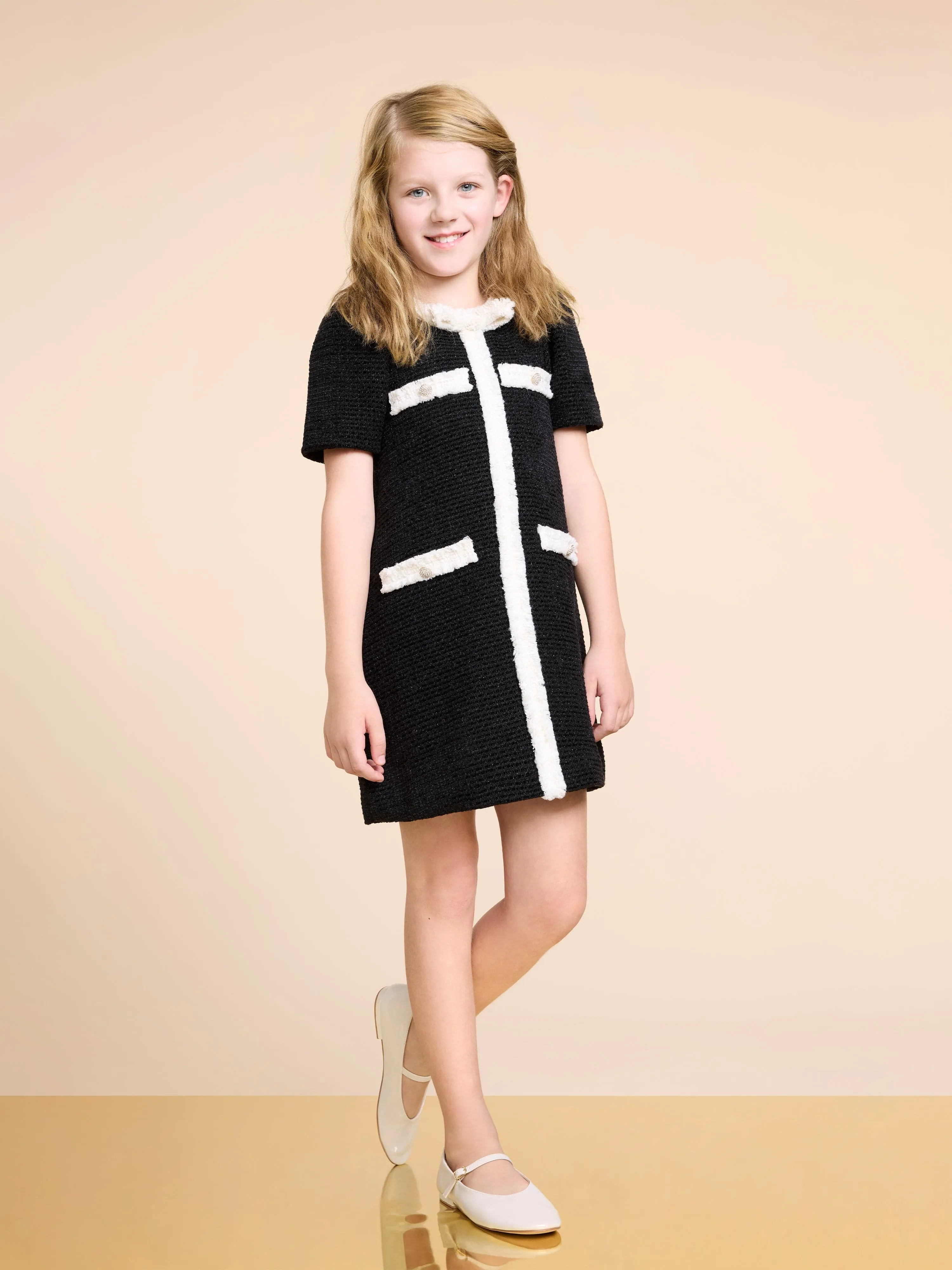 BCBG Girls Tweed Dress in Black