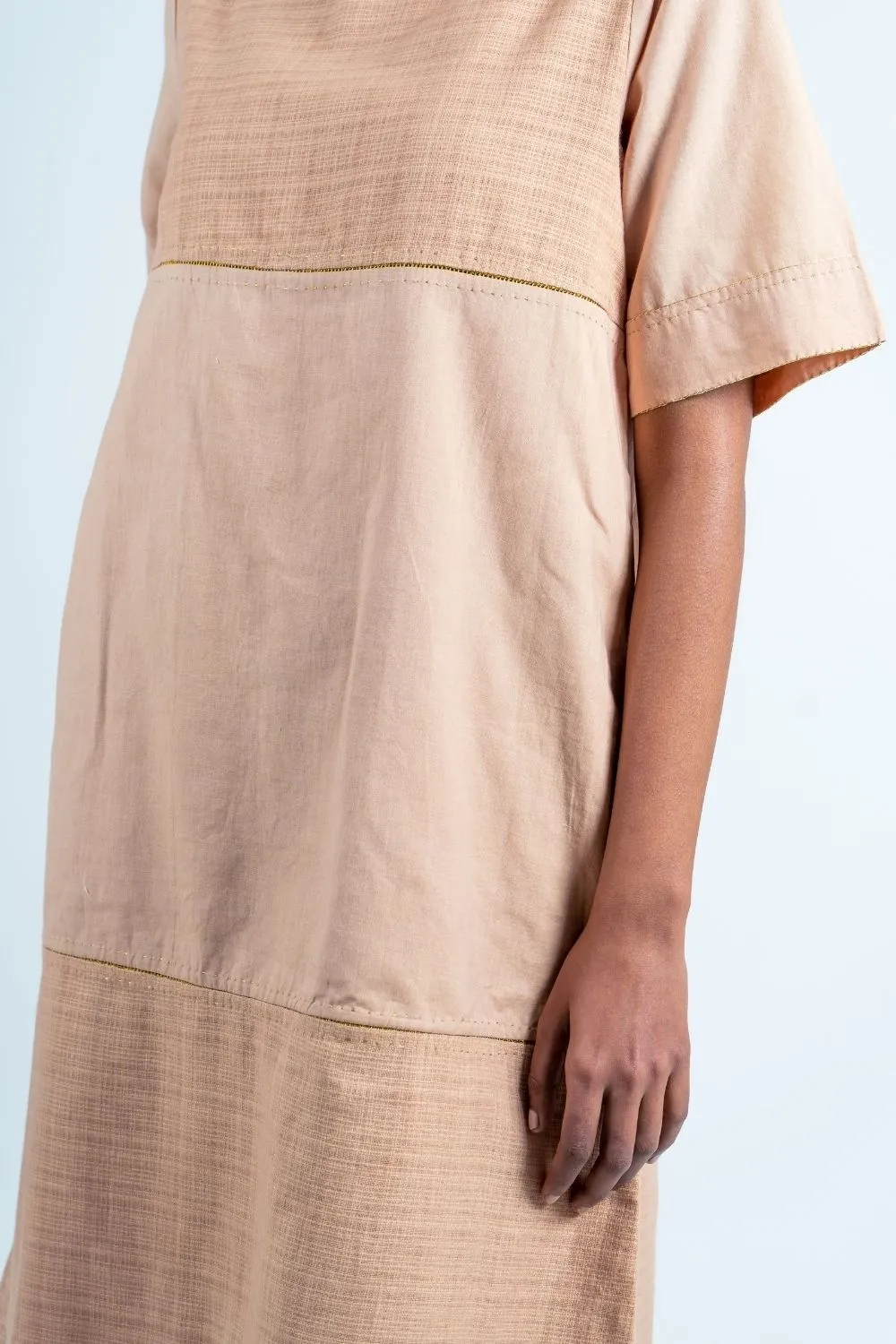 Beige Textured Plain Dress