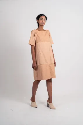 Beige Textured Plain Dress