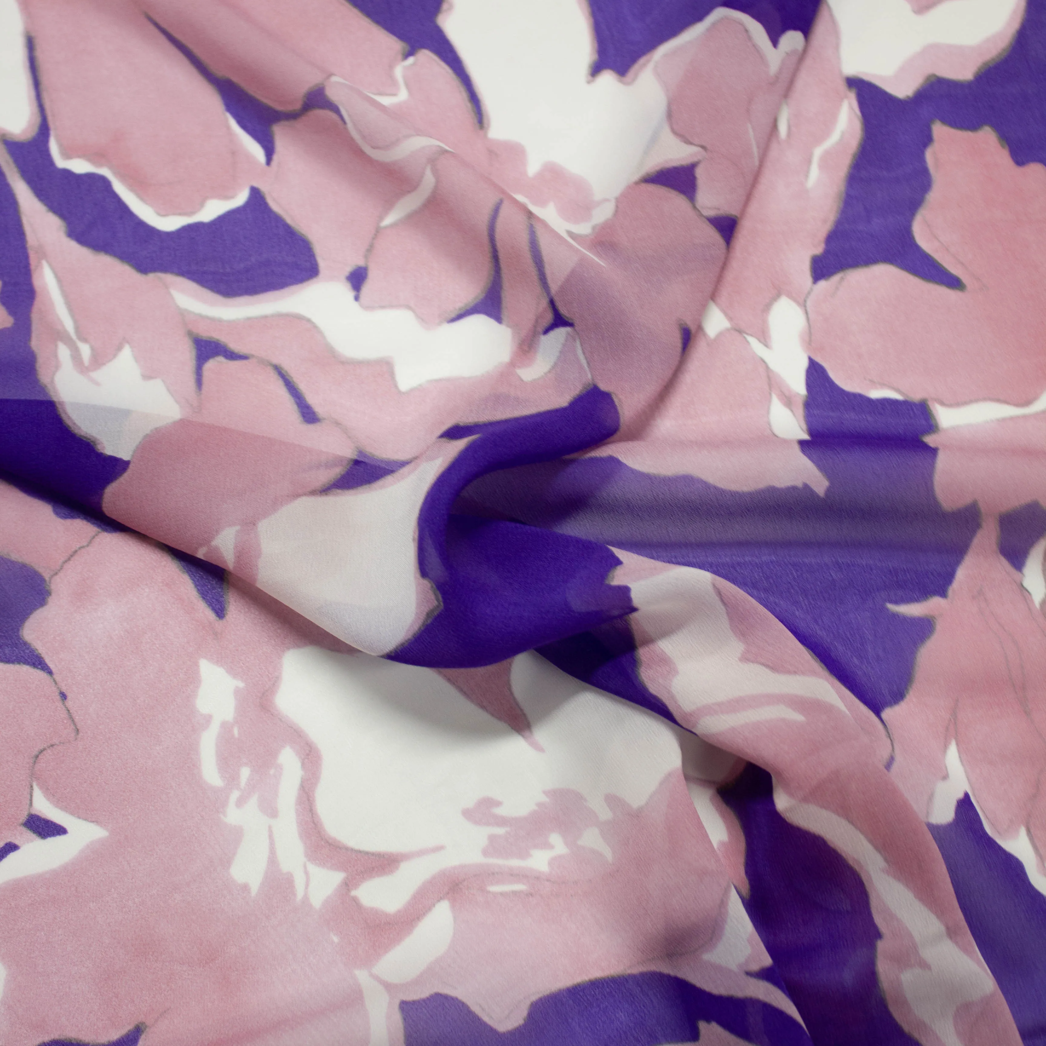 Beris Pink/Purple Floral Viscose Voile