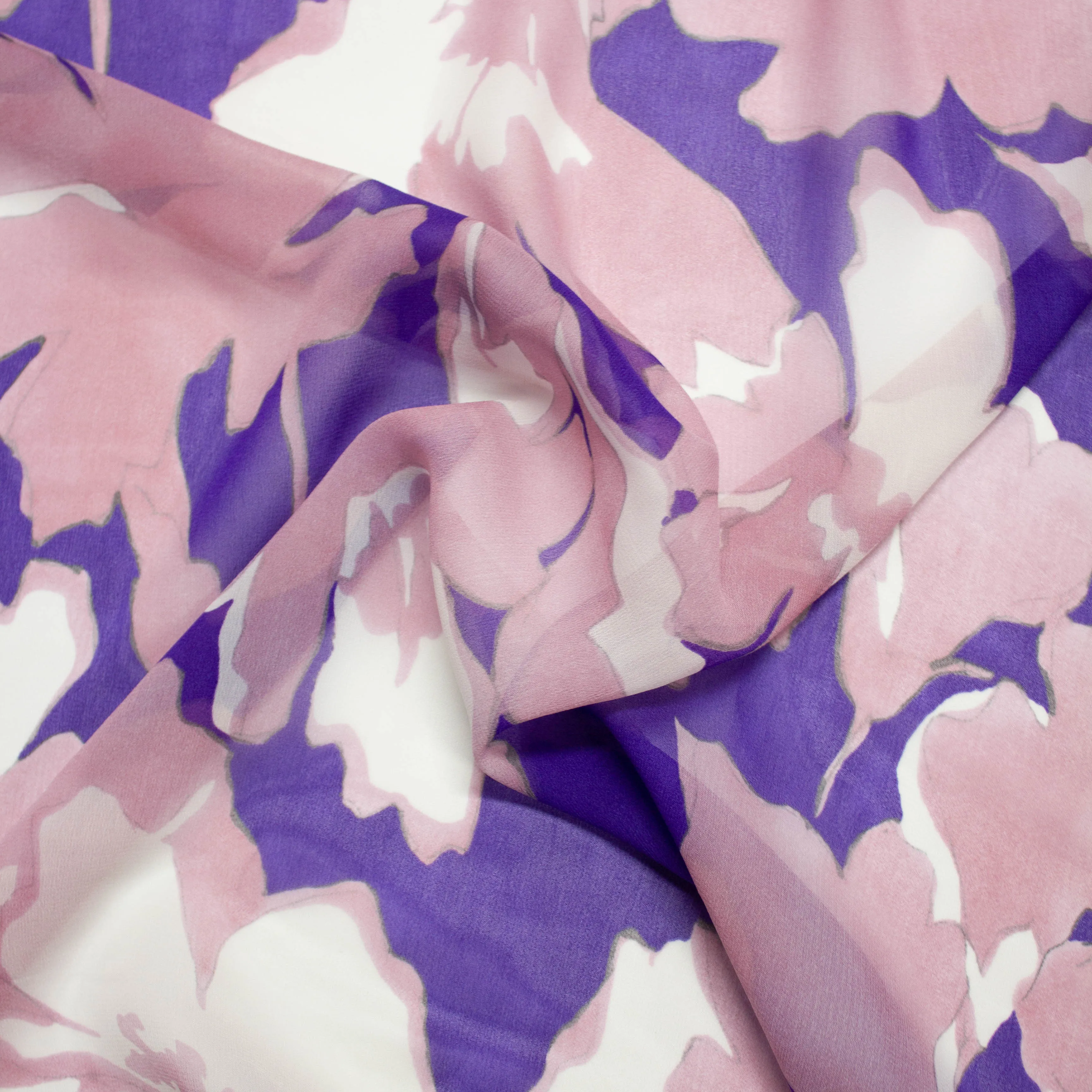 Beris Pink/Purple Floral Viscose Voile