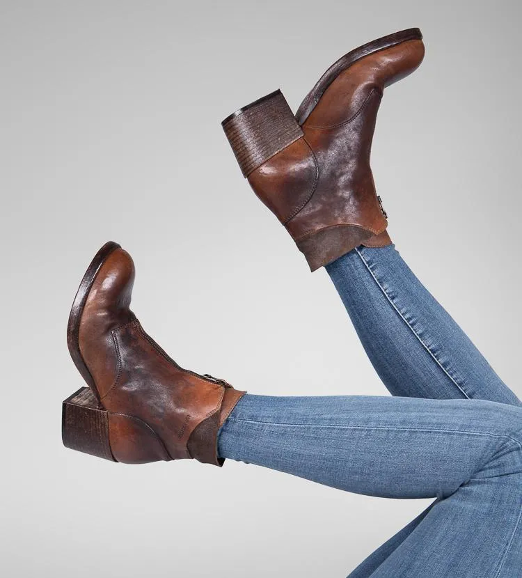 BERKELEY burnt-caramel ankle boots.