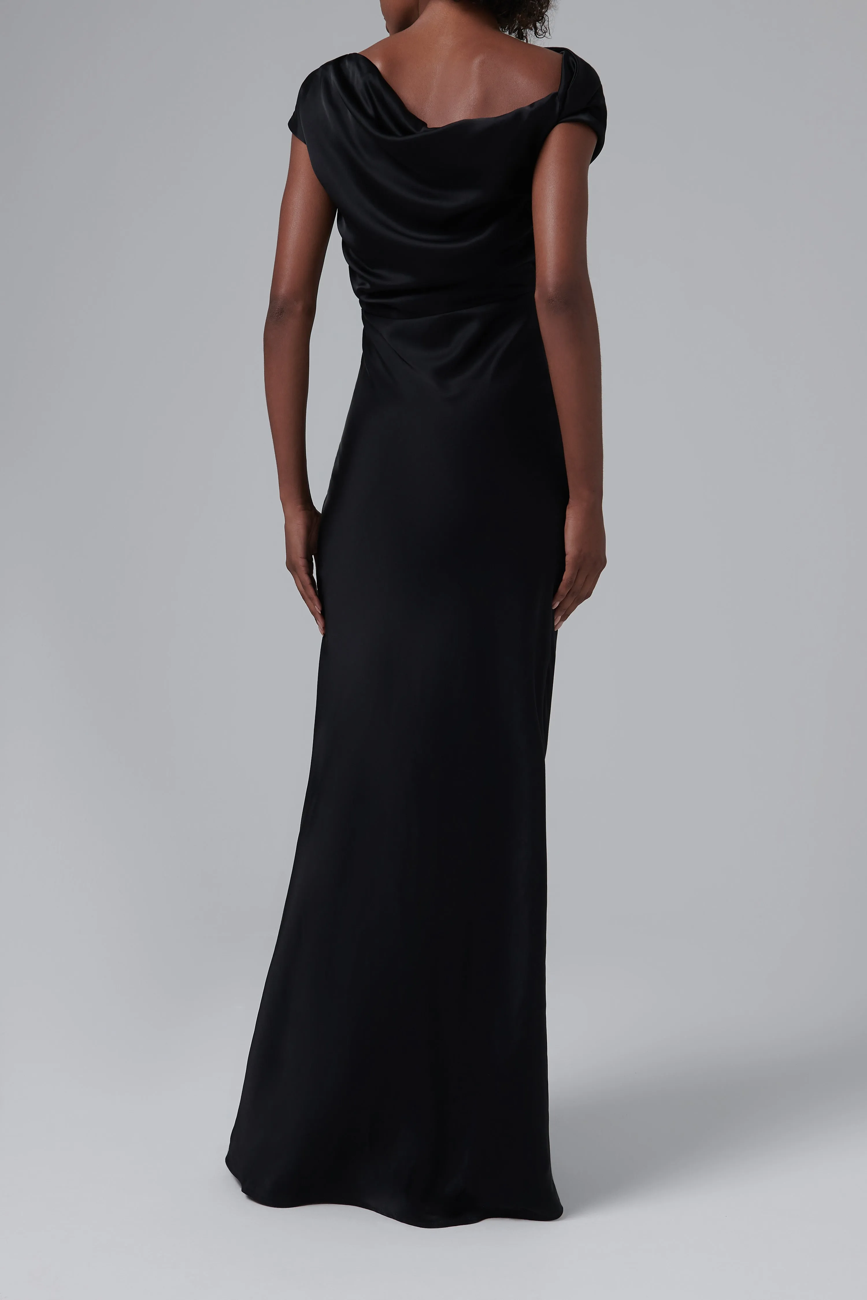 Black Davie Ruched Maxi Dress
