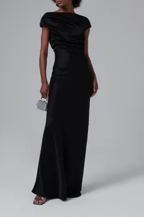 Black Davie Ruched Maxi Dress