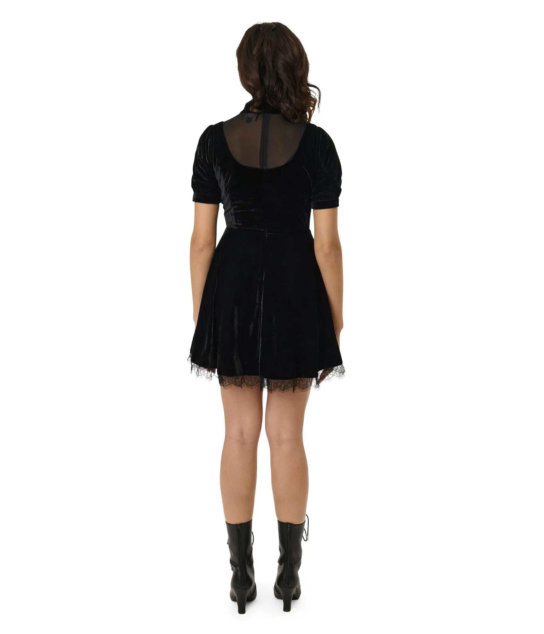 Black Velvet Victoria Goth Fit & Flare Dress