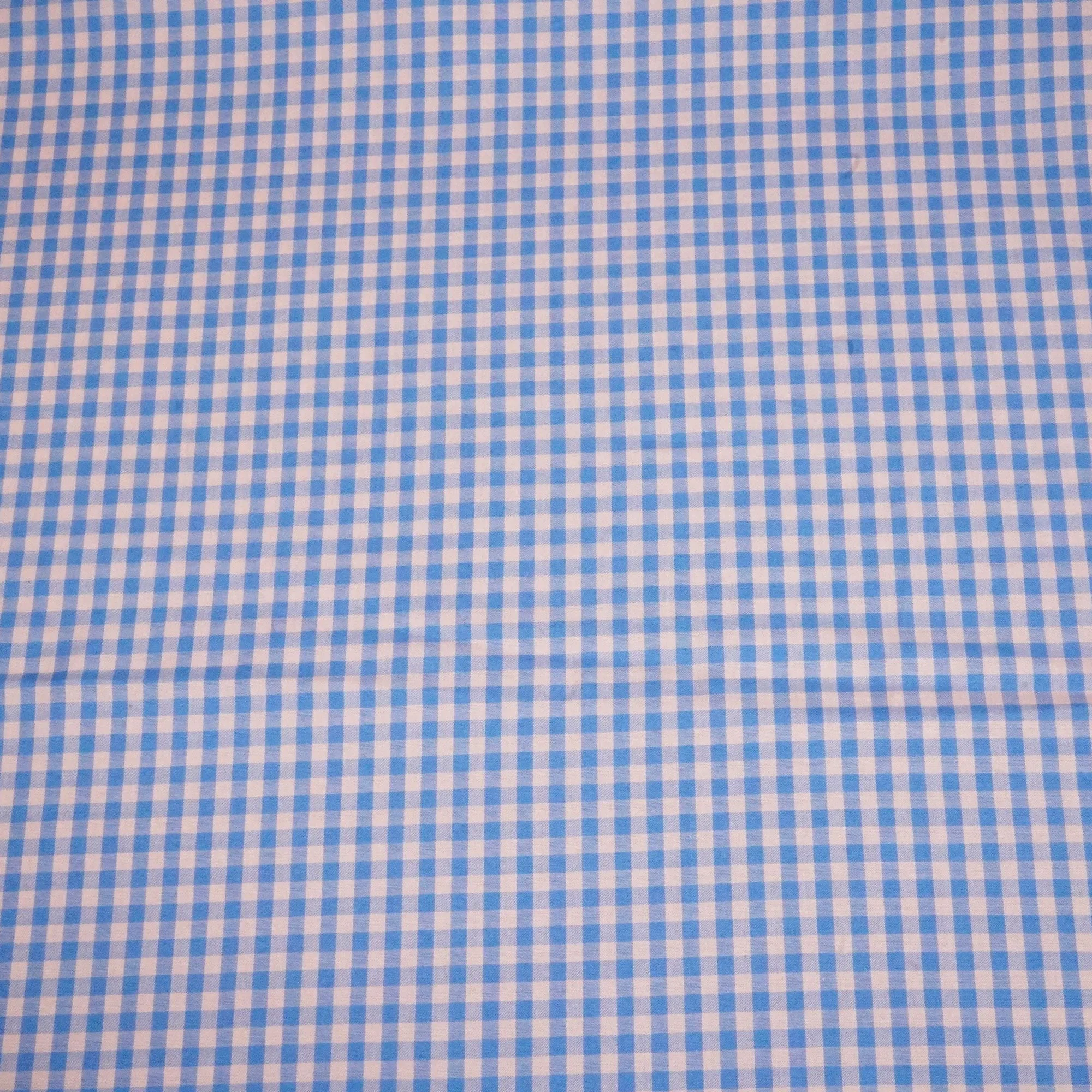 Blue & Peach Check Print Poplin Fabric LSF-24302