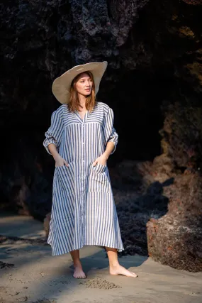 Blue Checks Resort Wear Midi Dress