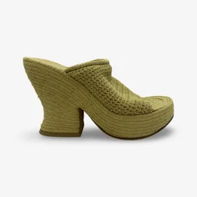 Bottega Veneta Beige Raffia Heeled Mules