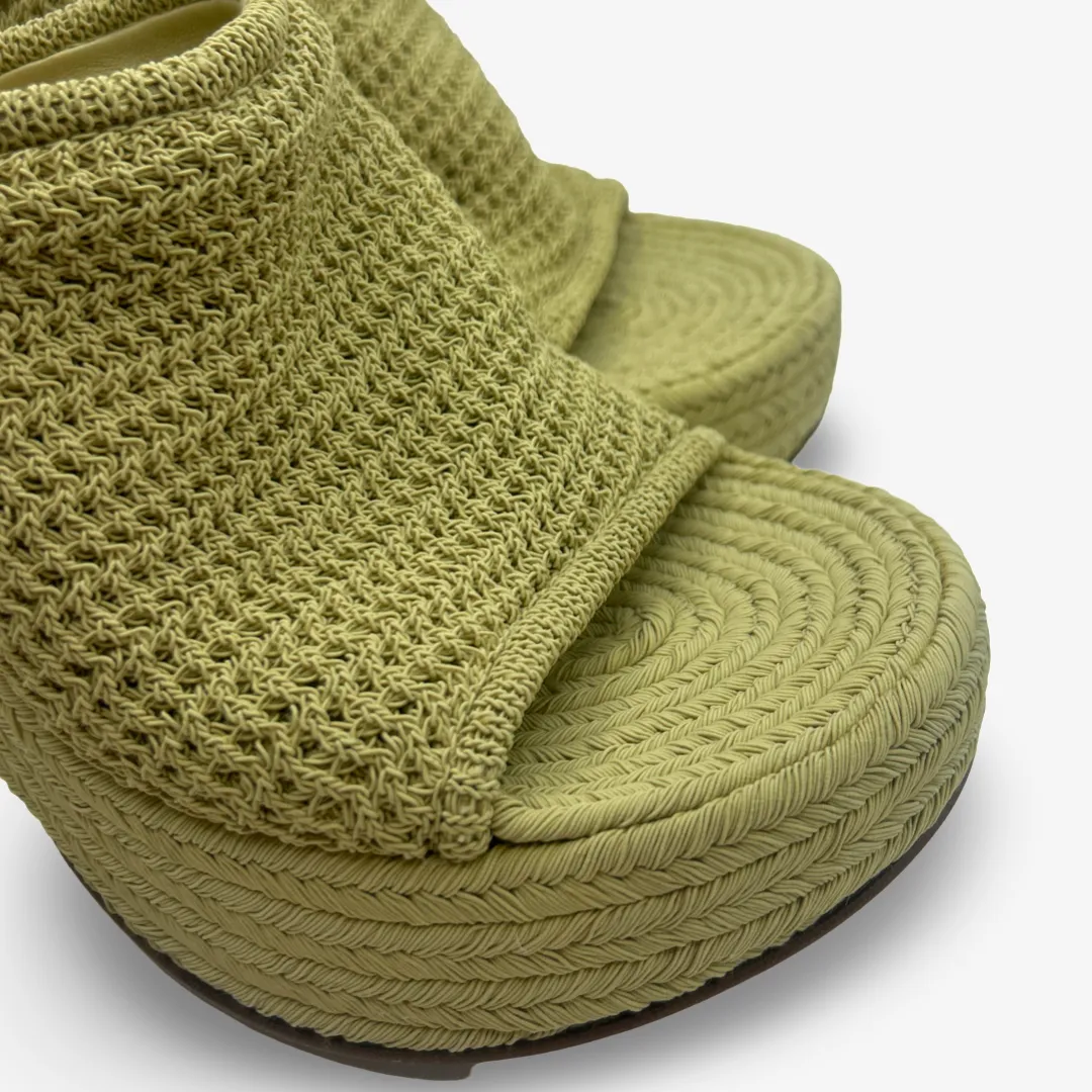 Bottega Veneta Beige Raffia Heeled Mules