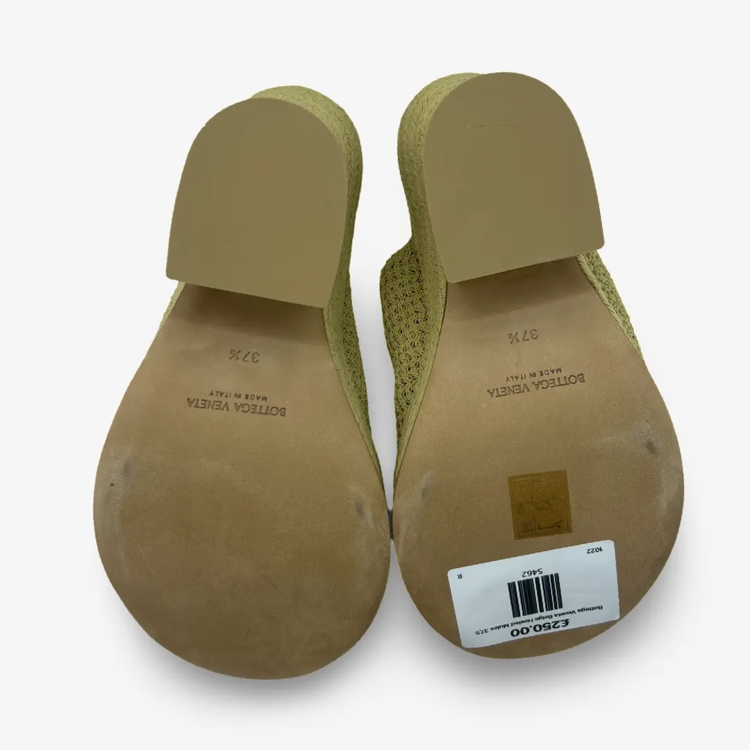 Bottega Veneta Beige Raffia Heeled Mules