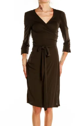 Brown Classic Wrap Dress
