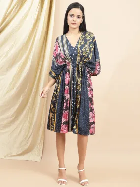 Certified Bemberg Satin Blue Kaftan Dress
