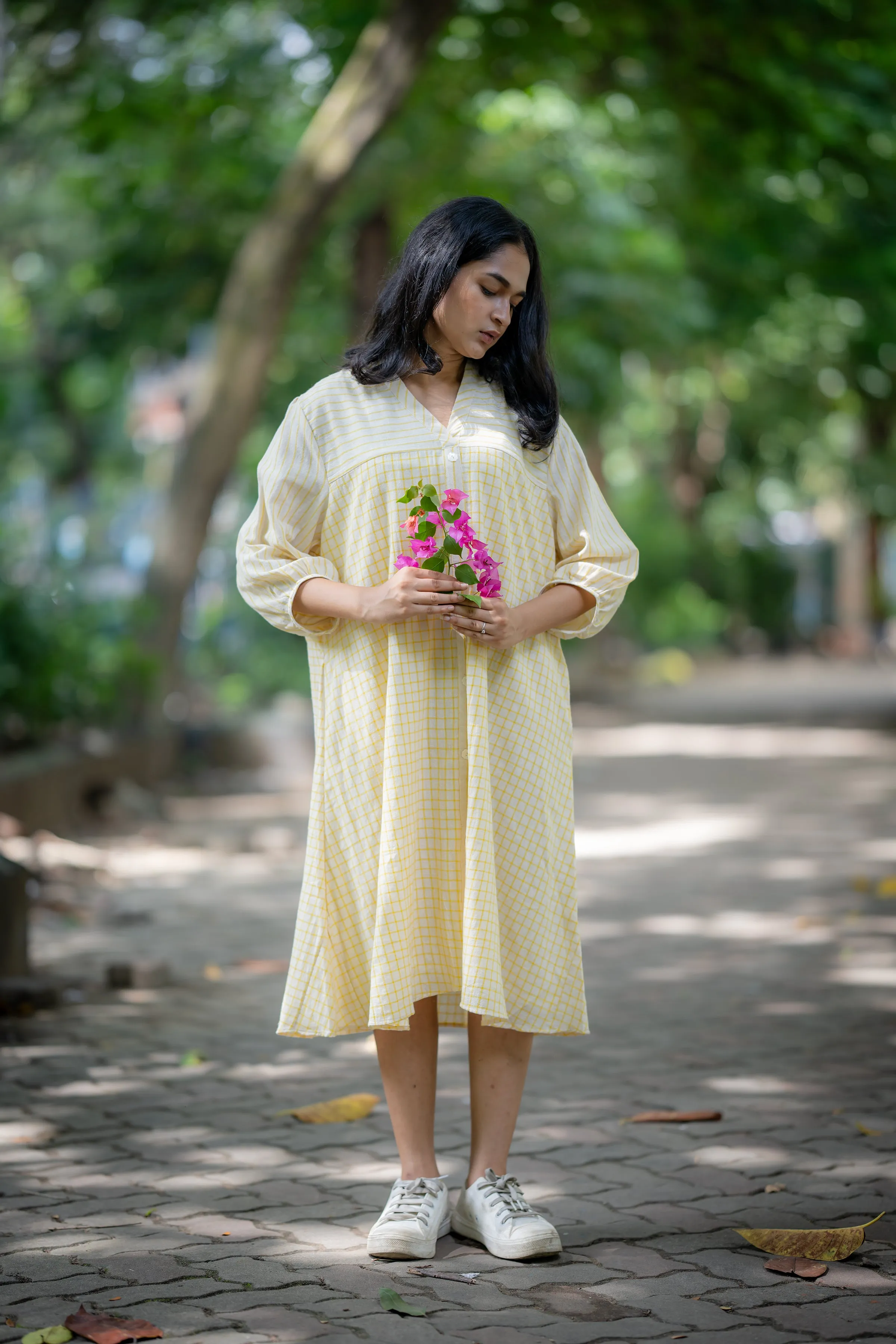 Checks & Stripes Summer Dress with Side Pockets