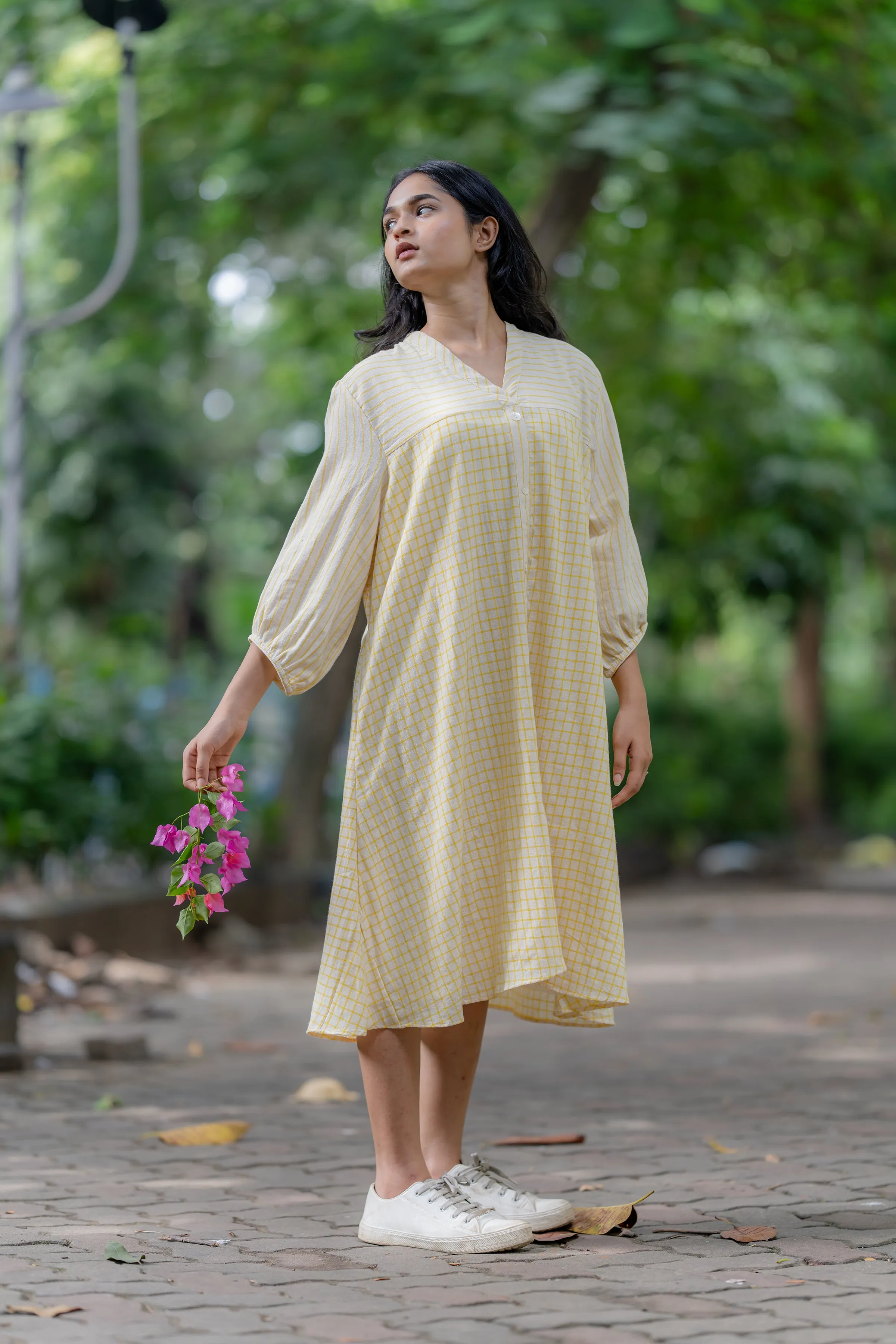 Checks & Stripes Summer Dress with Side Pockets