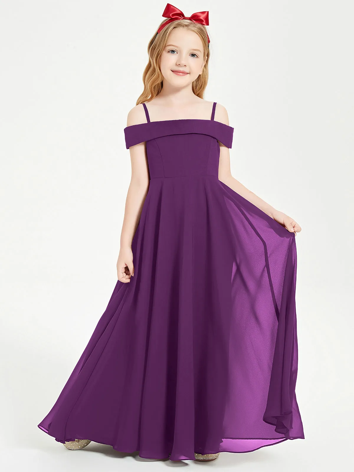 Chic Junior Bridesmaid Dresses Off the Shoulder Grape