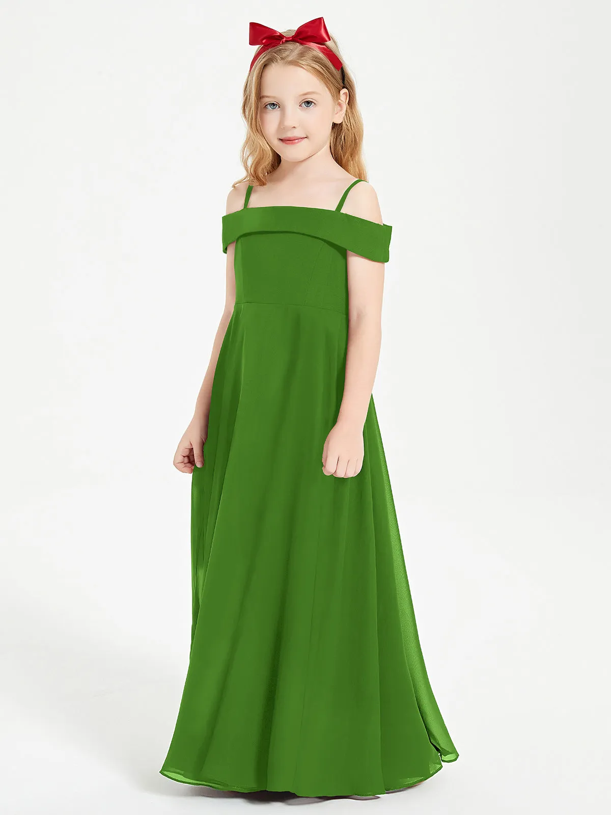 Chic Junior Bridesmaid Dresses Off the Shoulder Moss