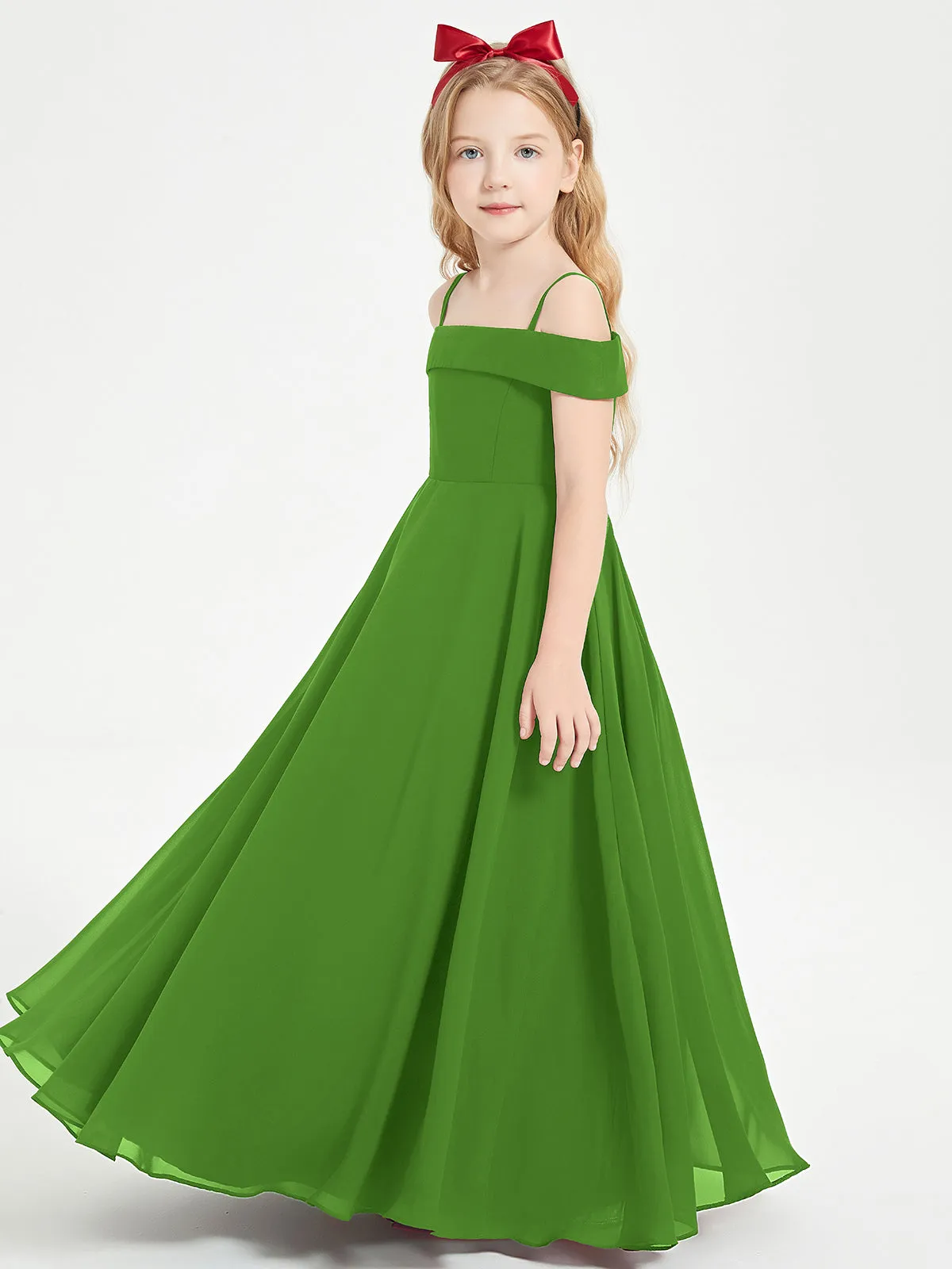 Chic Junior Bridesmaid Dresses Off the Shoulder Moss